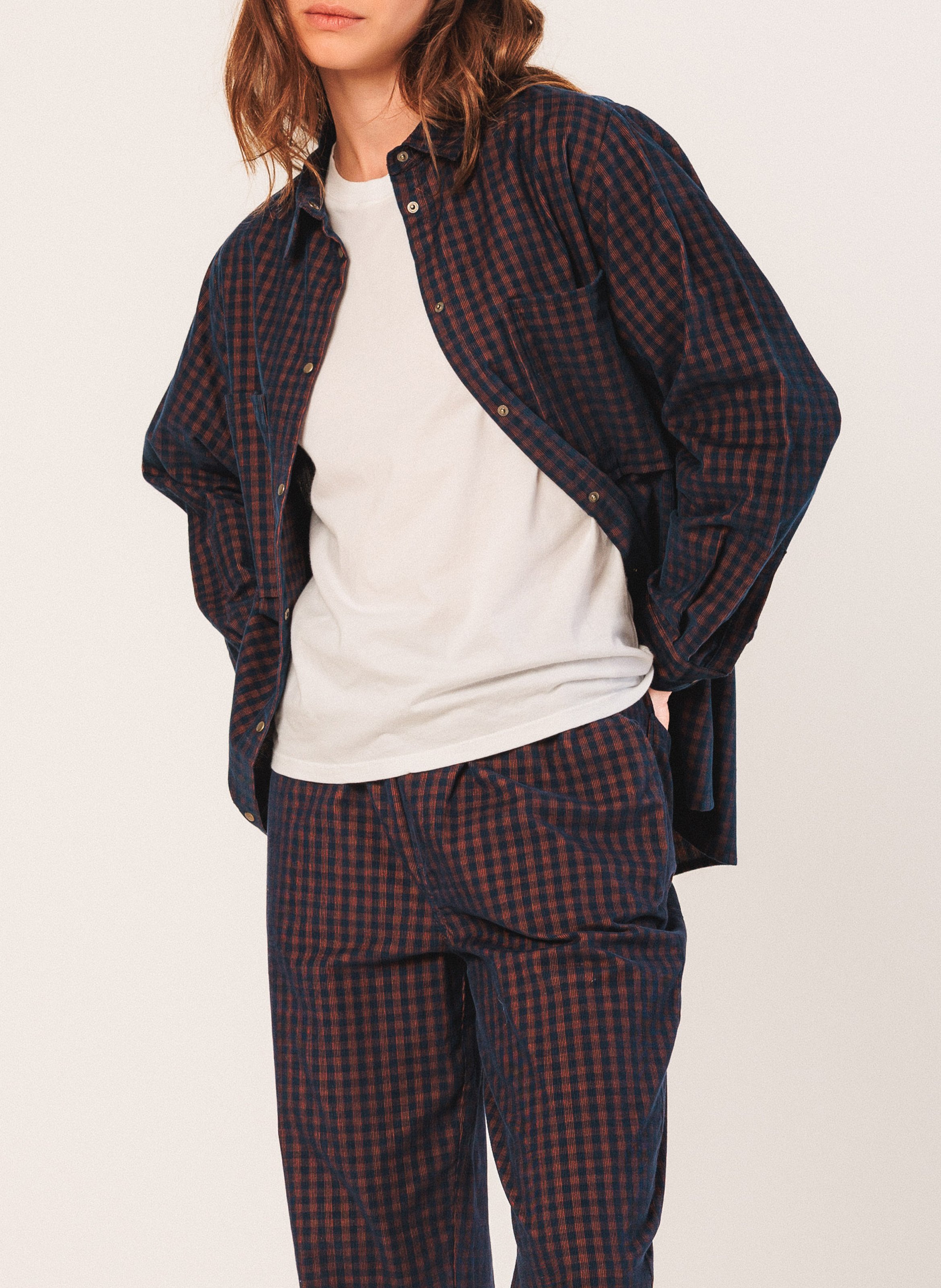 Chemise col classique en coton INDI & COLD Bleu