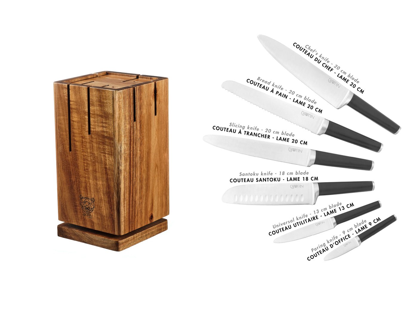 Jona Skagen kitchen knife set - 7 pieces BJORN Black