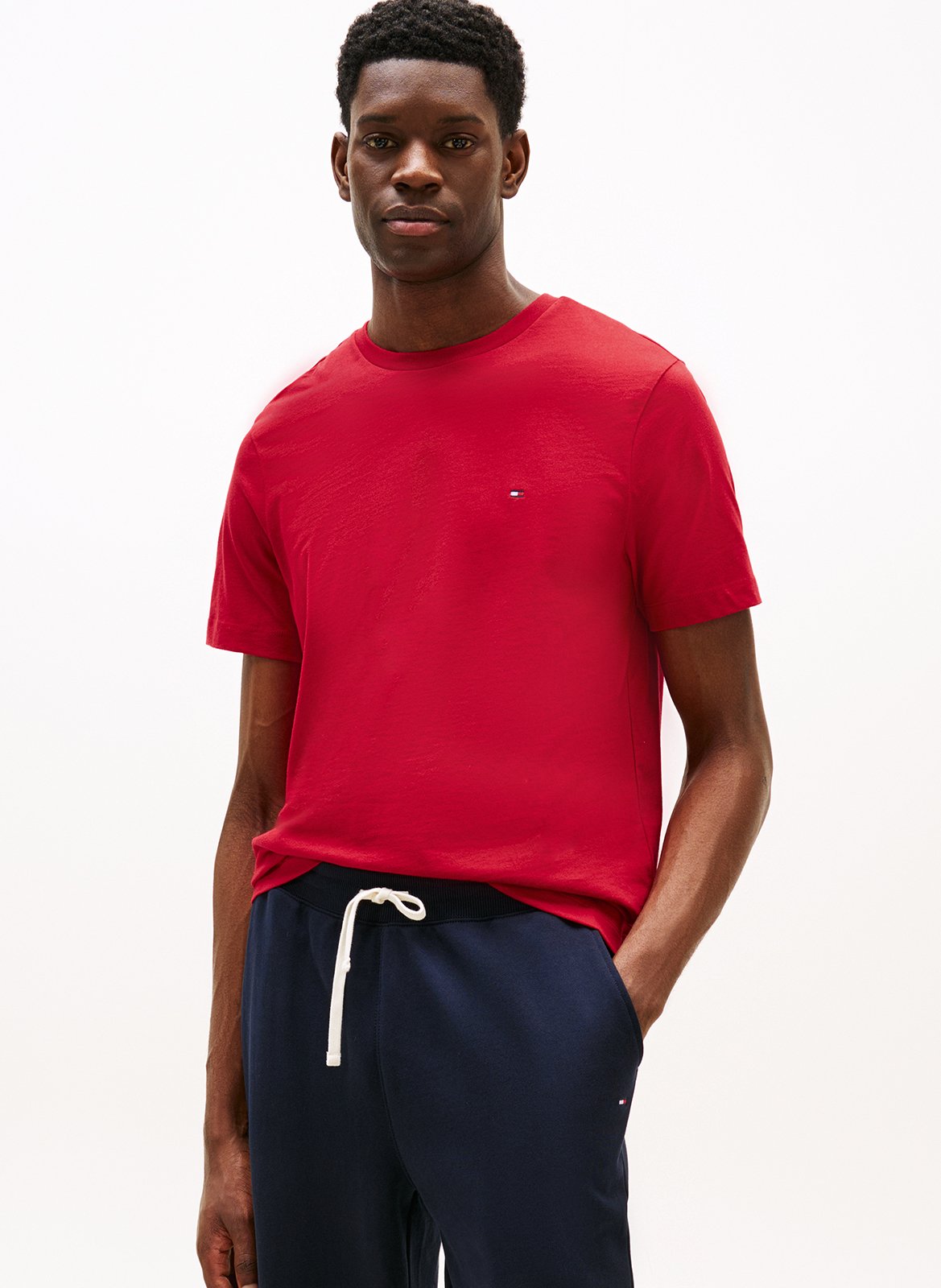 Tee-shirt à col rond en coton TOMMY HILFIGER Rouge