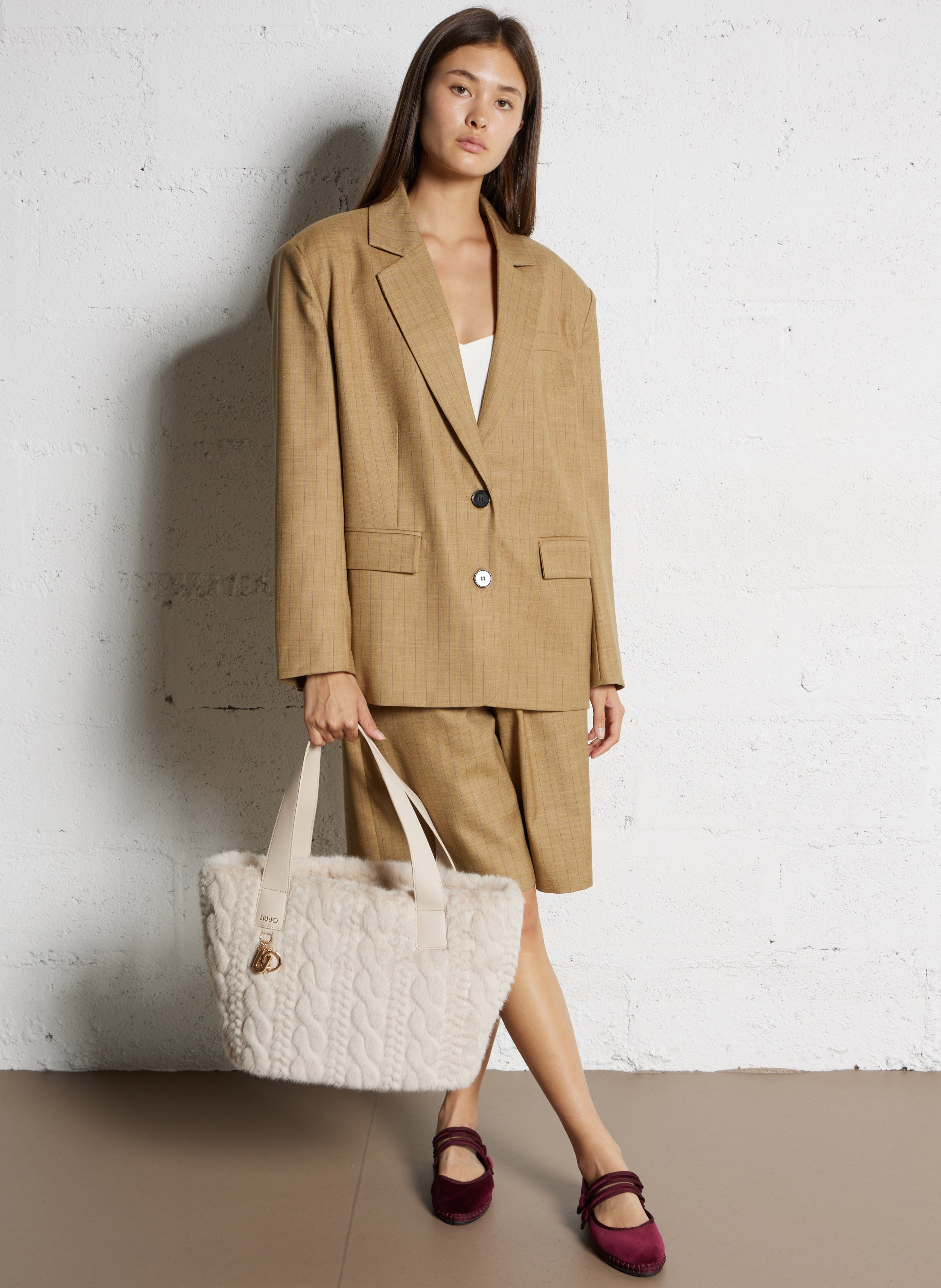 Sac cabas en fourrure synthétique LIU JO Beige