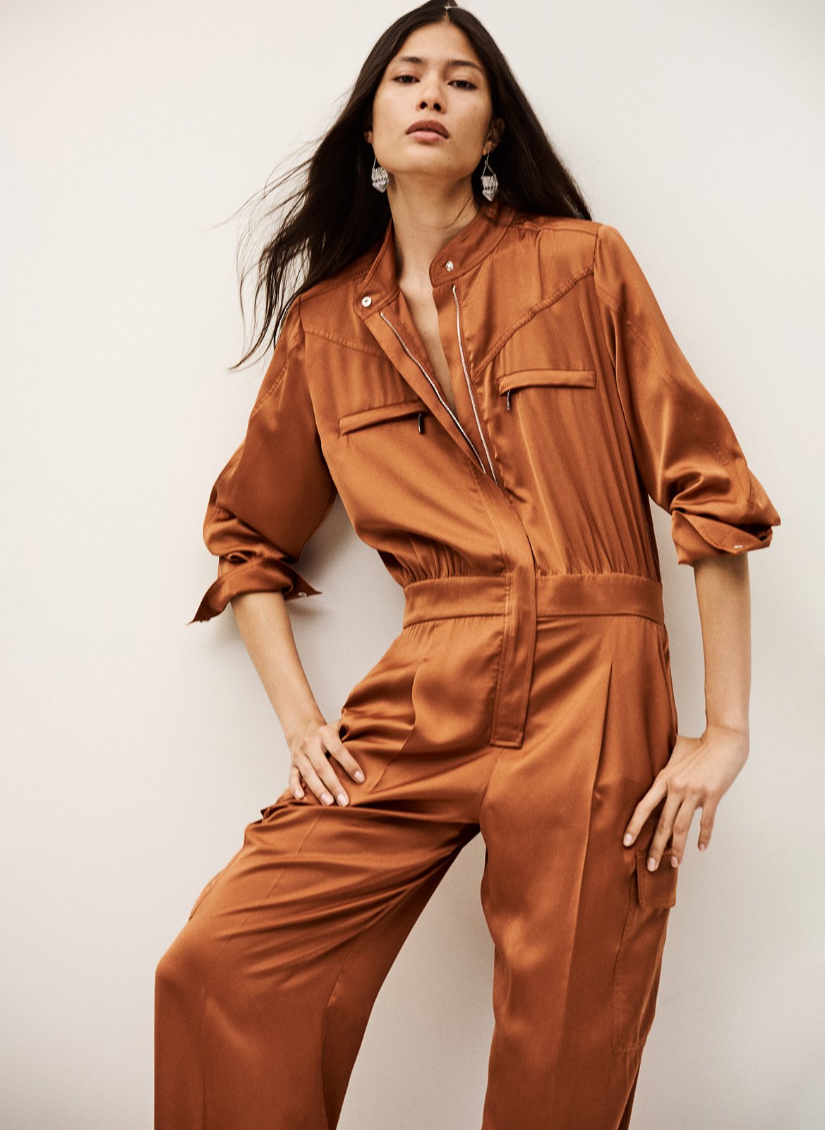 Combinaison droite satinée BA&SH Rose