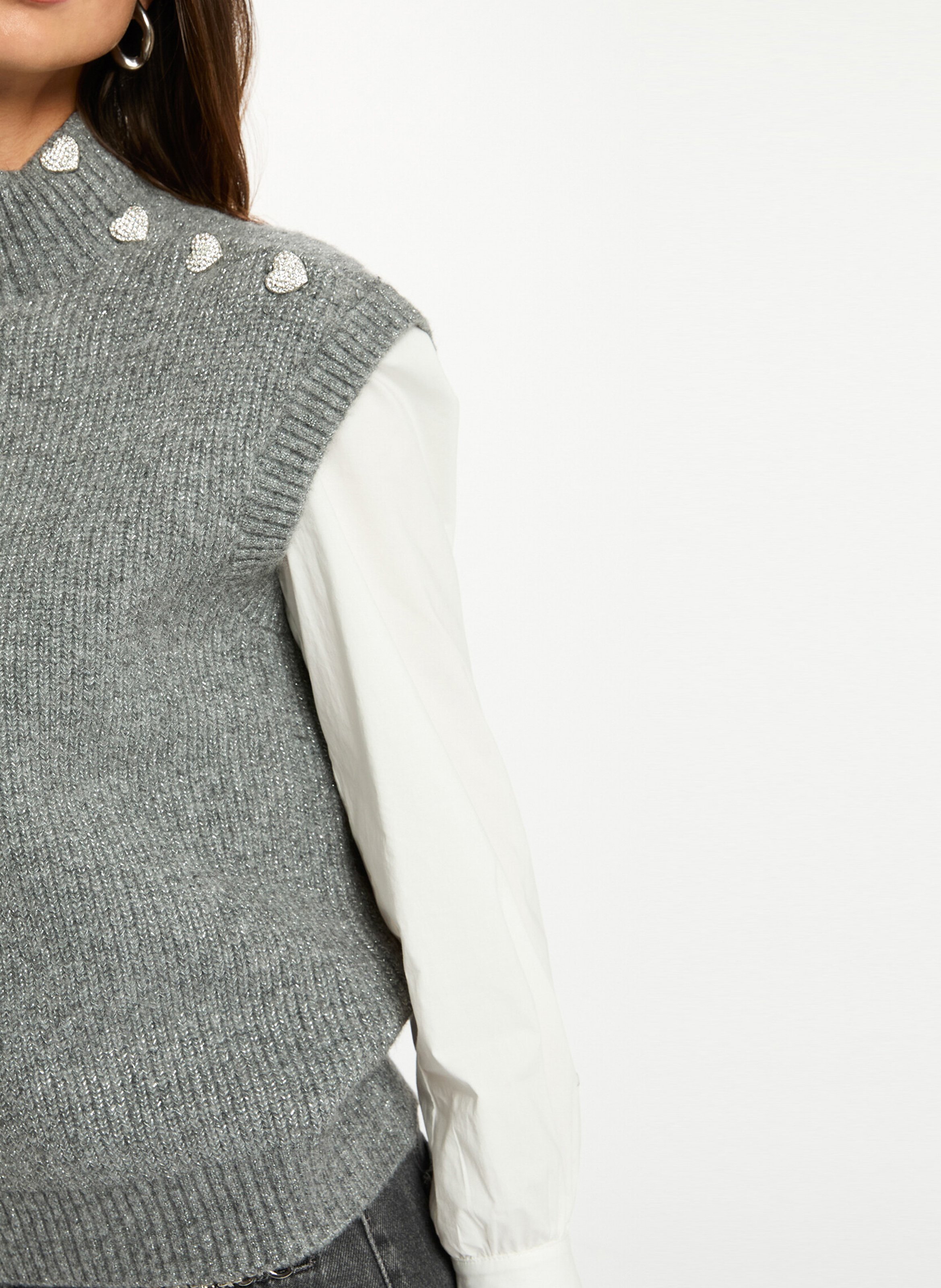 Pull col montant  MORGAN Gris