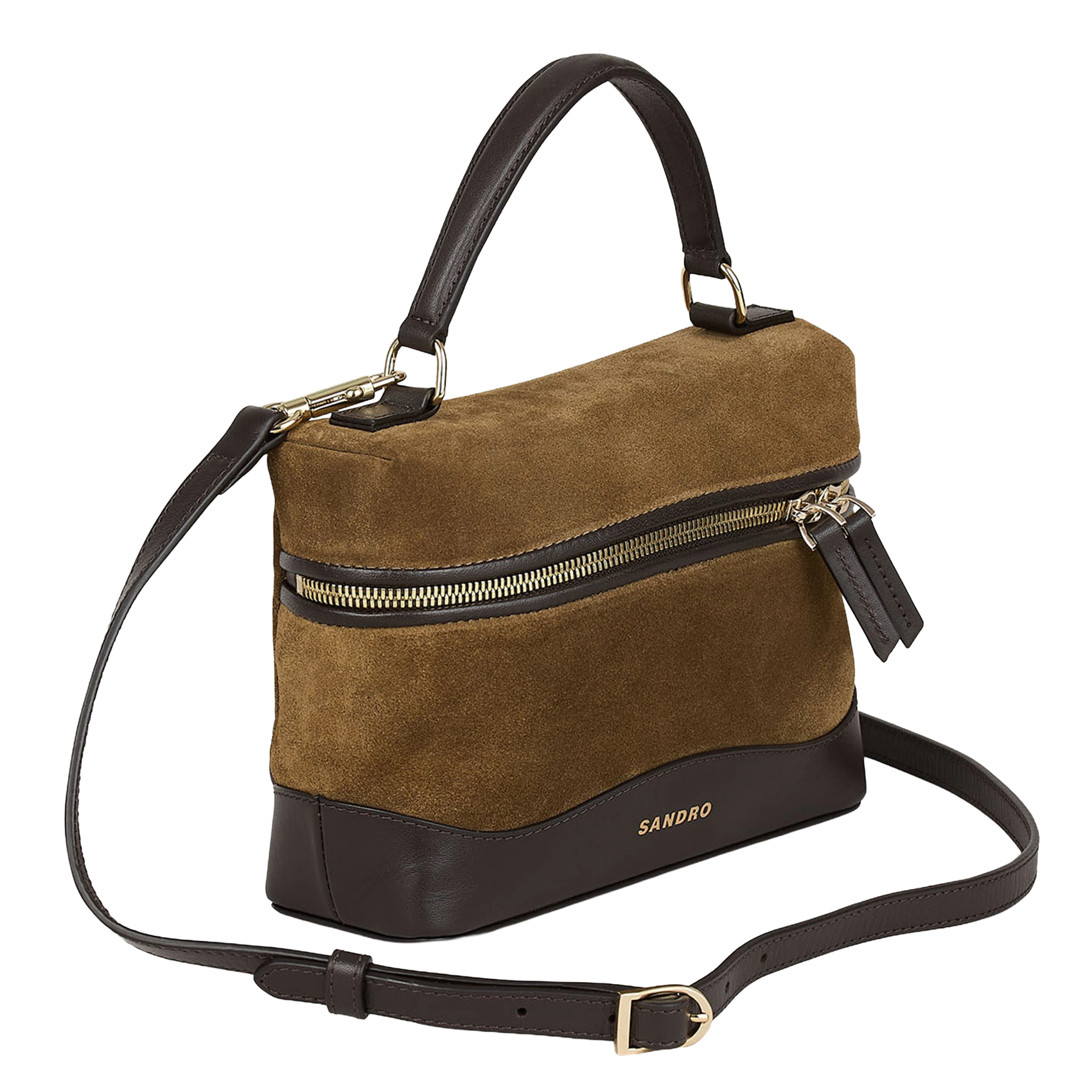 Sac bandoulière en cuir SANDRO Marron