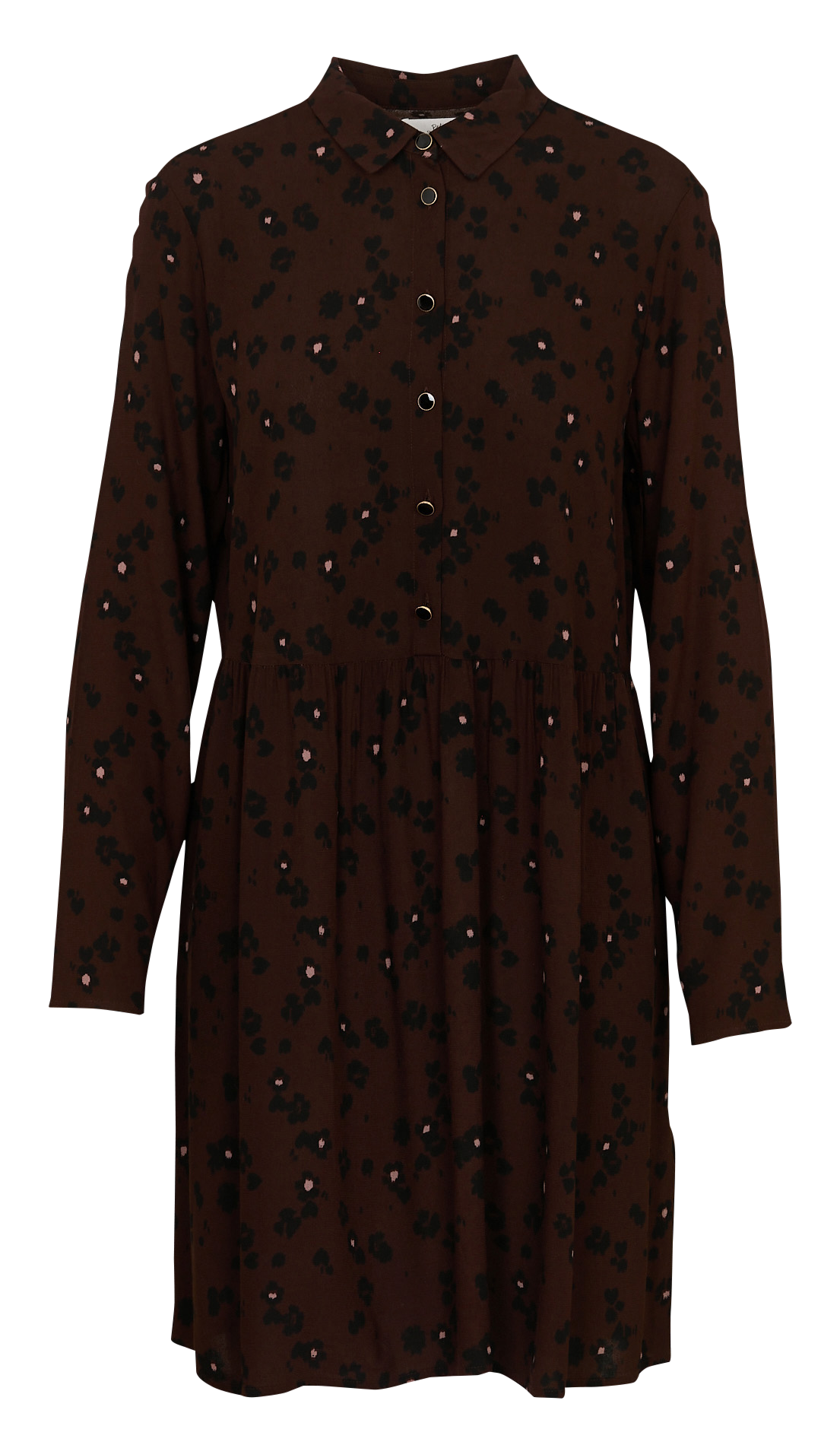 Oversized shirt dress with classic collar DES PETITS HAUTS Brown