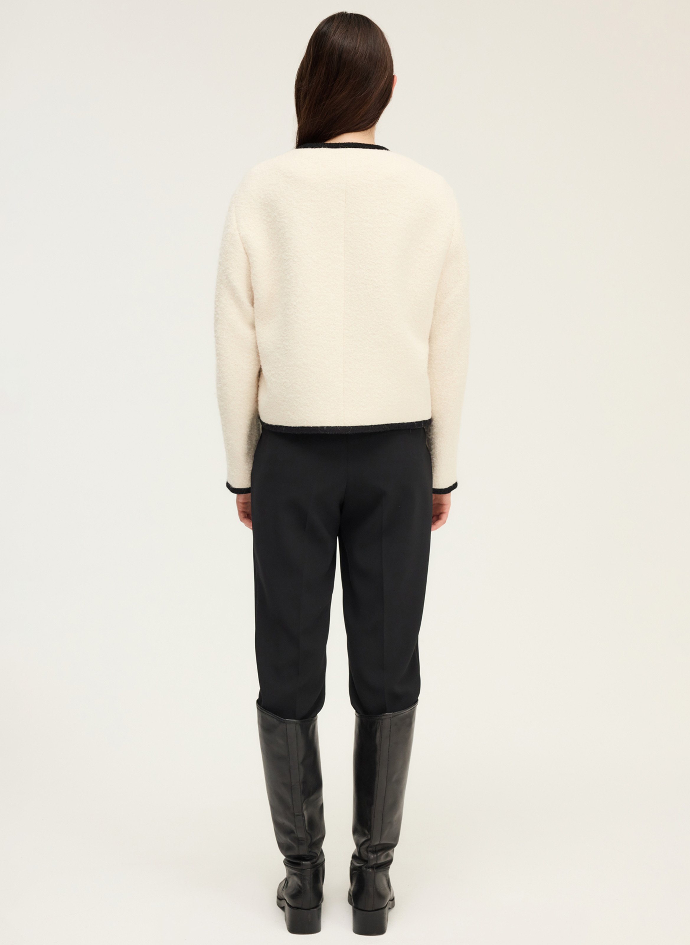 Round neck jacket in mixed cotton and wool PABLO Beige