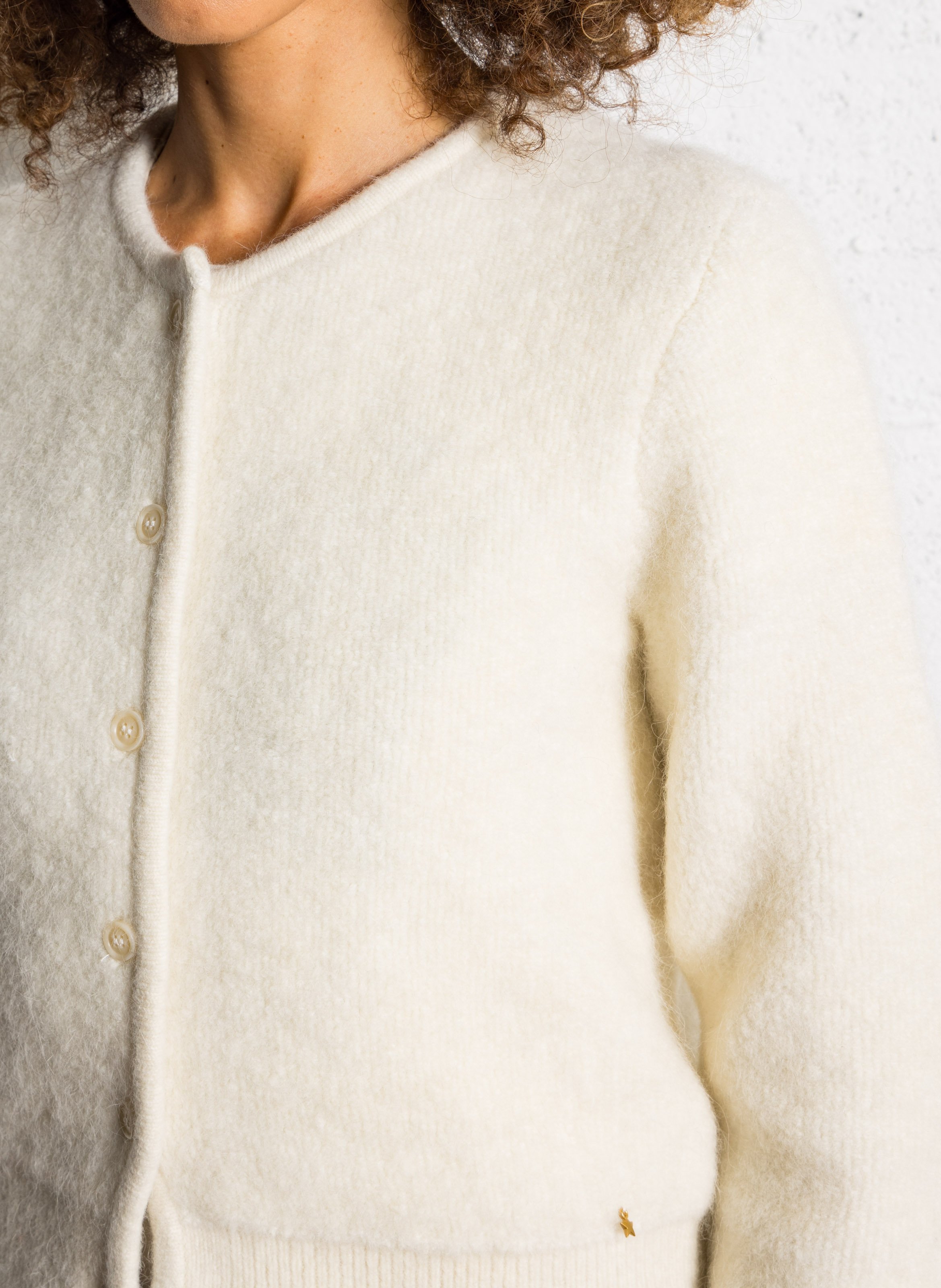 Oversized round neck wool blend vest DES PETITS HAUTS Beige