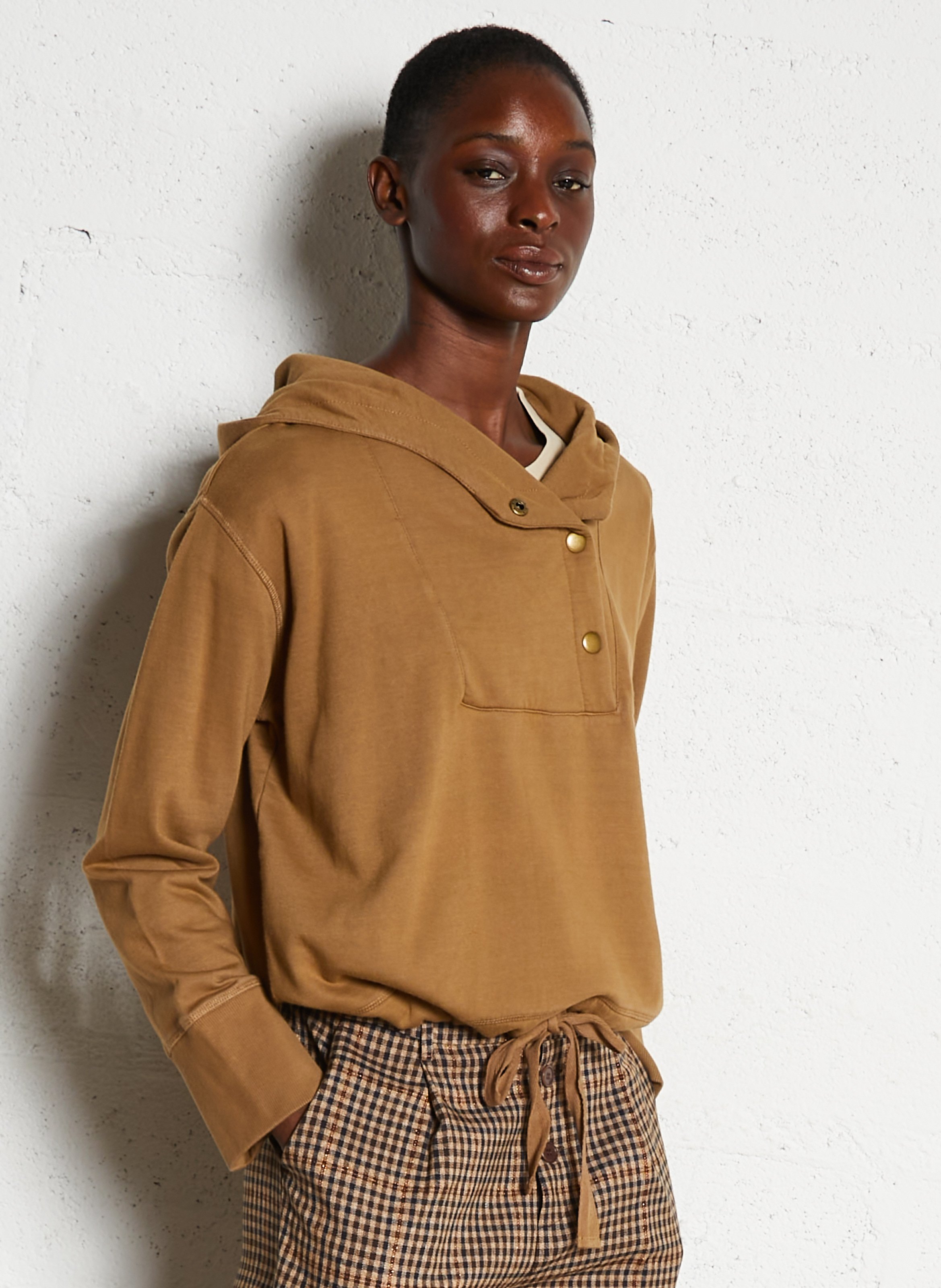 Katoenen hoodie met capuchon LEON & HARPER Bruin