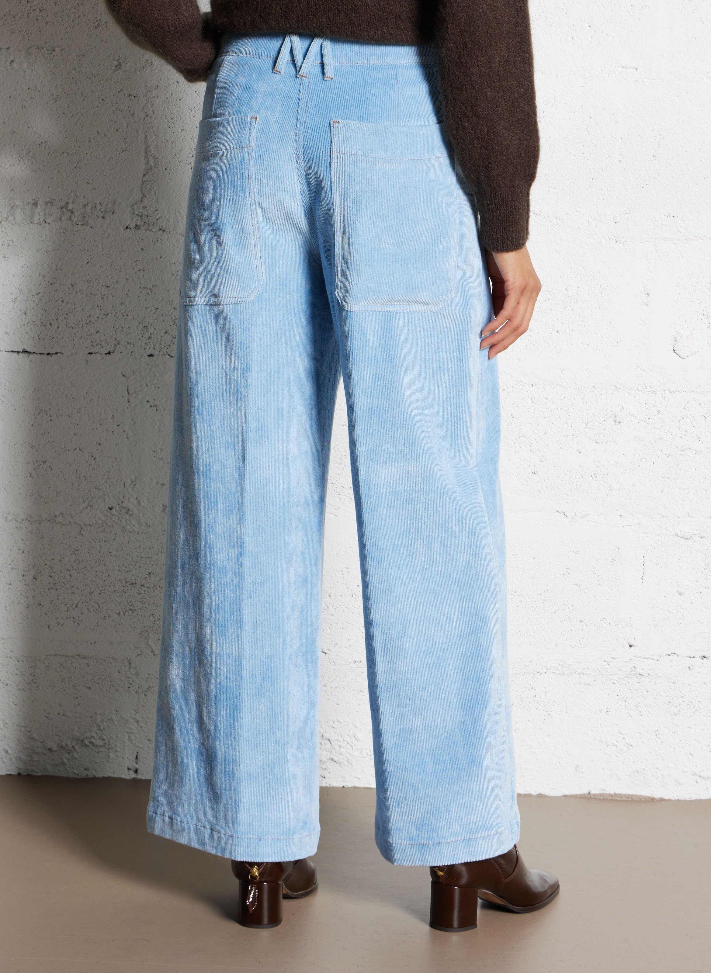 Pantalon large en velours côtelé MOMONI Bleu