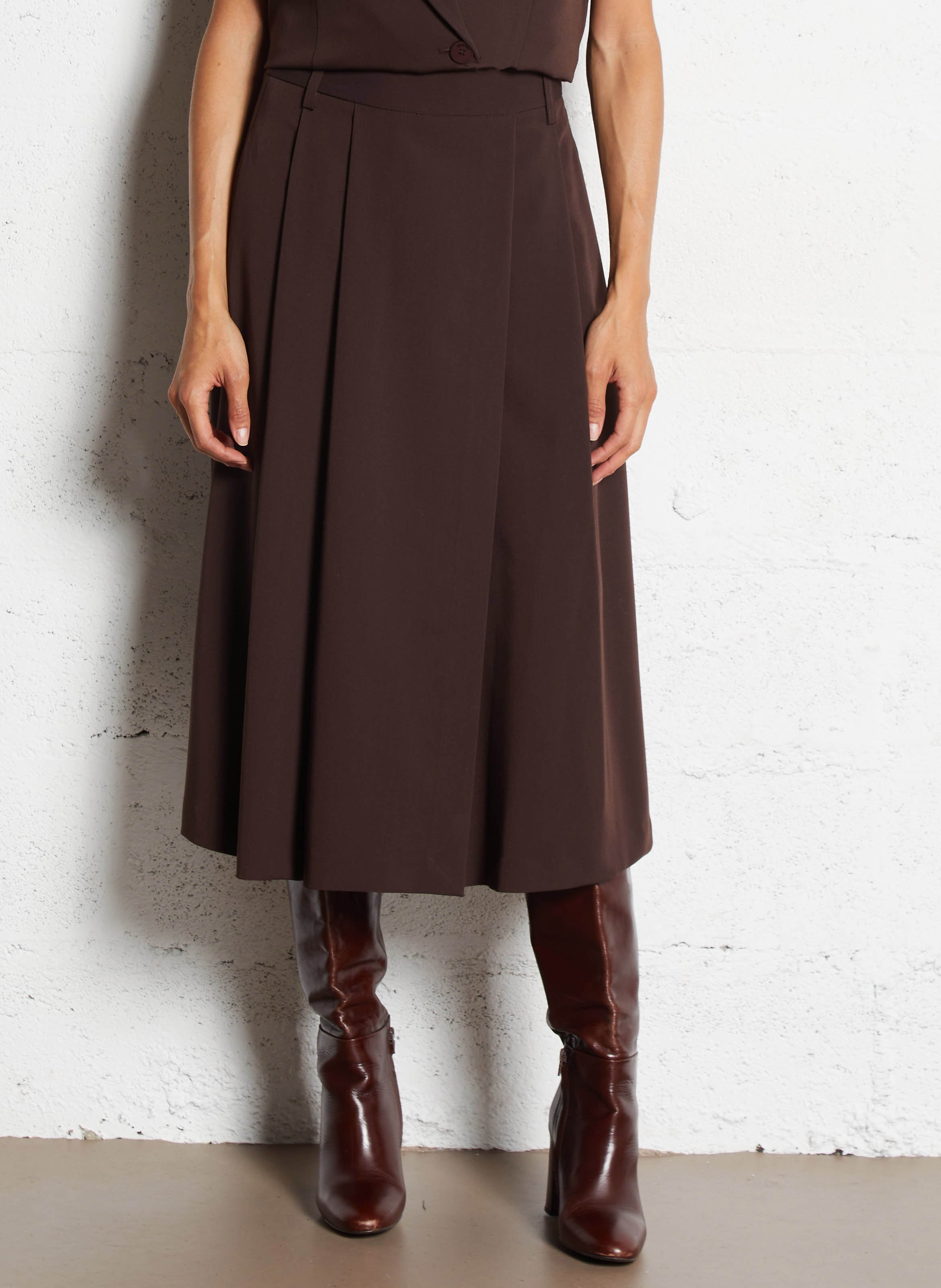 Bermuda jupe culotte à pinces uni  IMPERIAL Marron