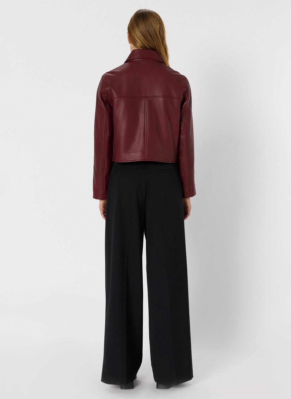 Veste col classique en cuir GERARD DAREL Rouge