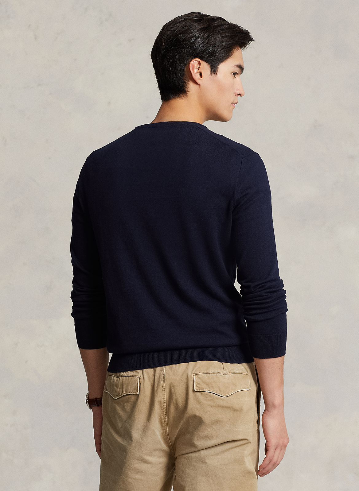 Slim-fit pima cotton sweater with Pony Player and round collar POLO RALPH LAUREN Blue