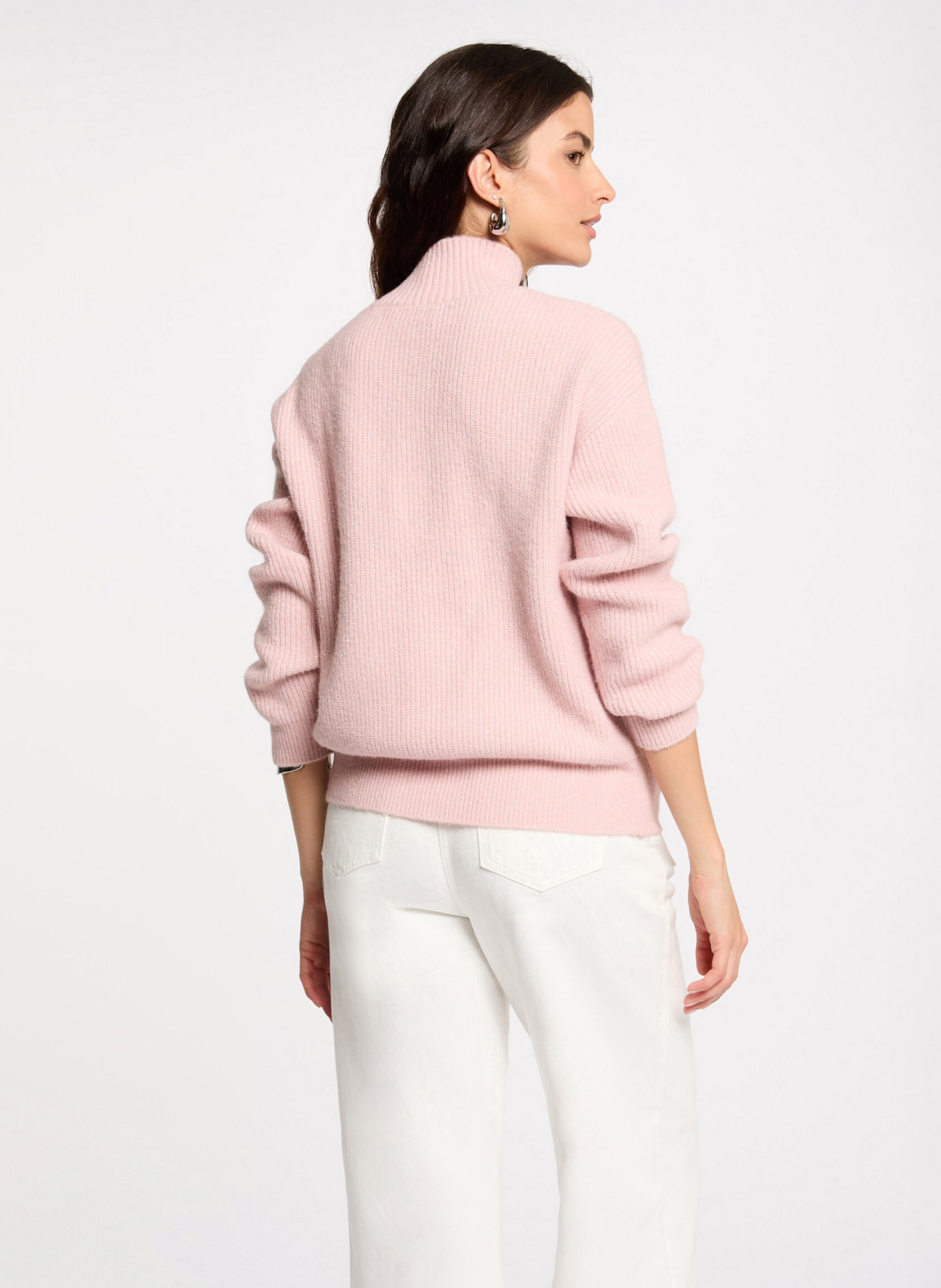 Rechte trui met hoge kraag MORGAN Roze