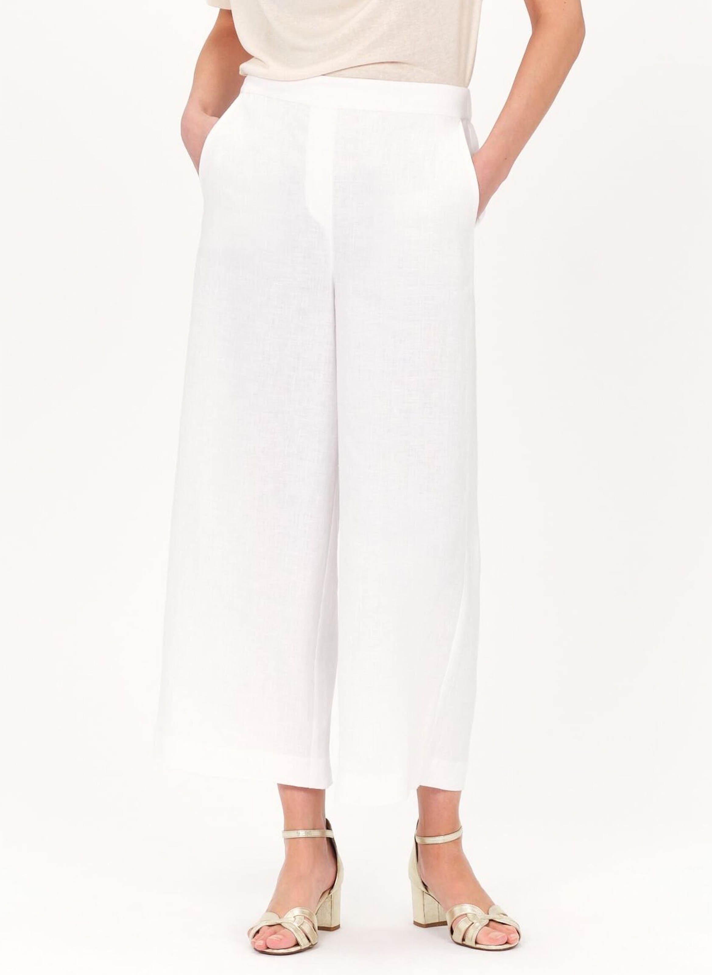 High-waisted wide-leg linen pants CAROLL