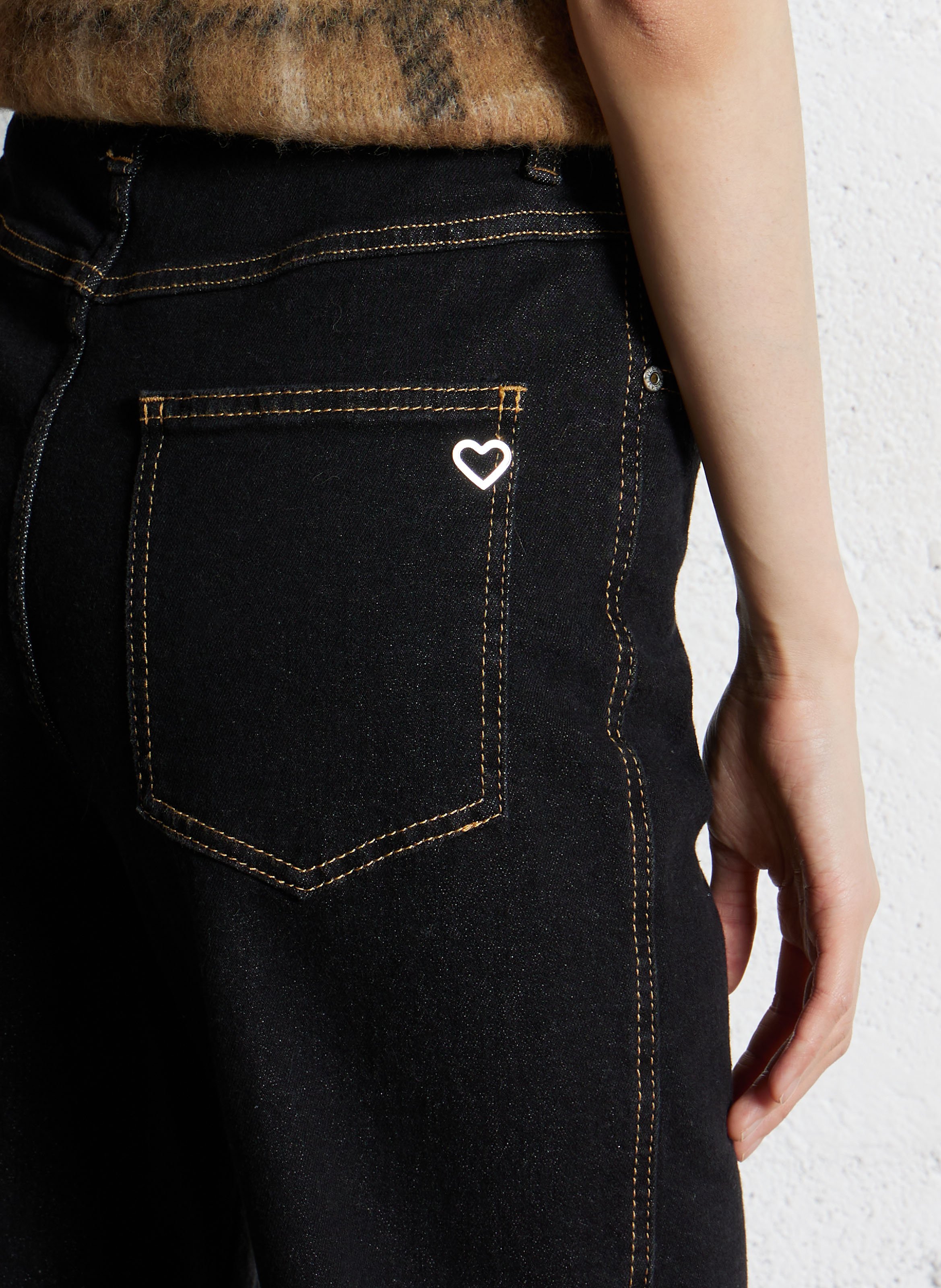 Jean droit en coton mélangé PLEASE Noir