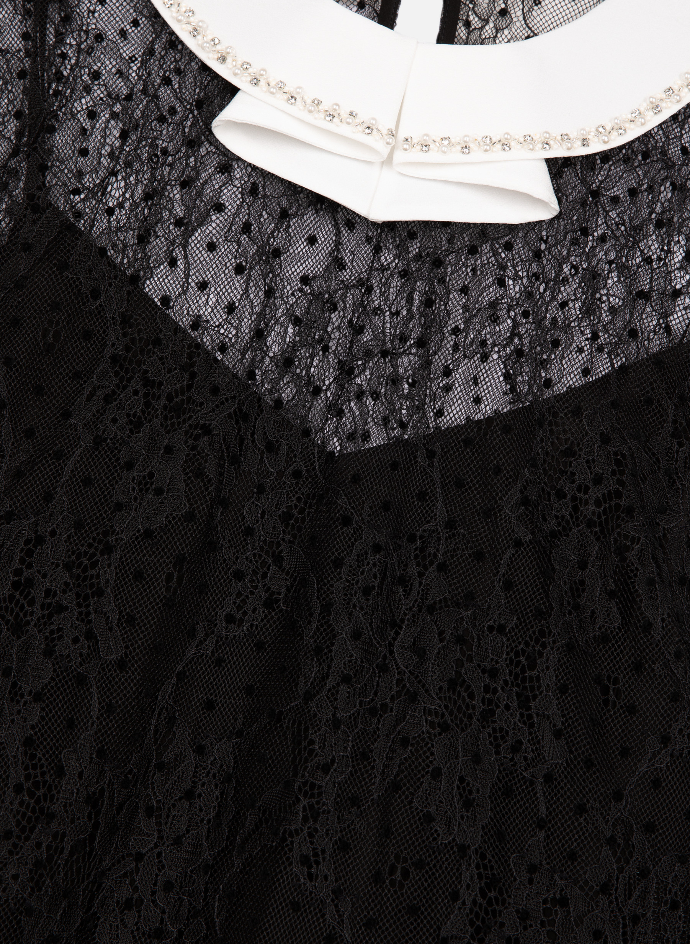 Top in plumetis lace with rhinestones THE KOOPLES Black