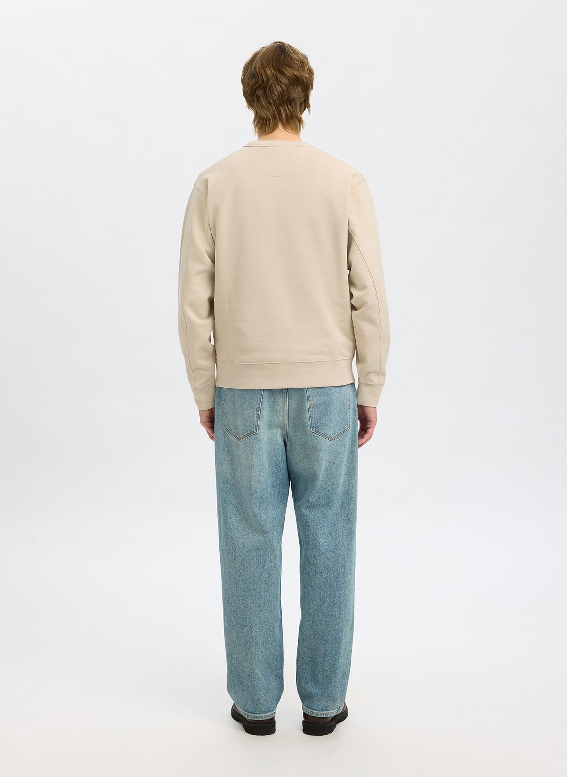 Sweat col rond SELECTED Beige