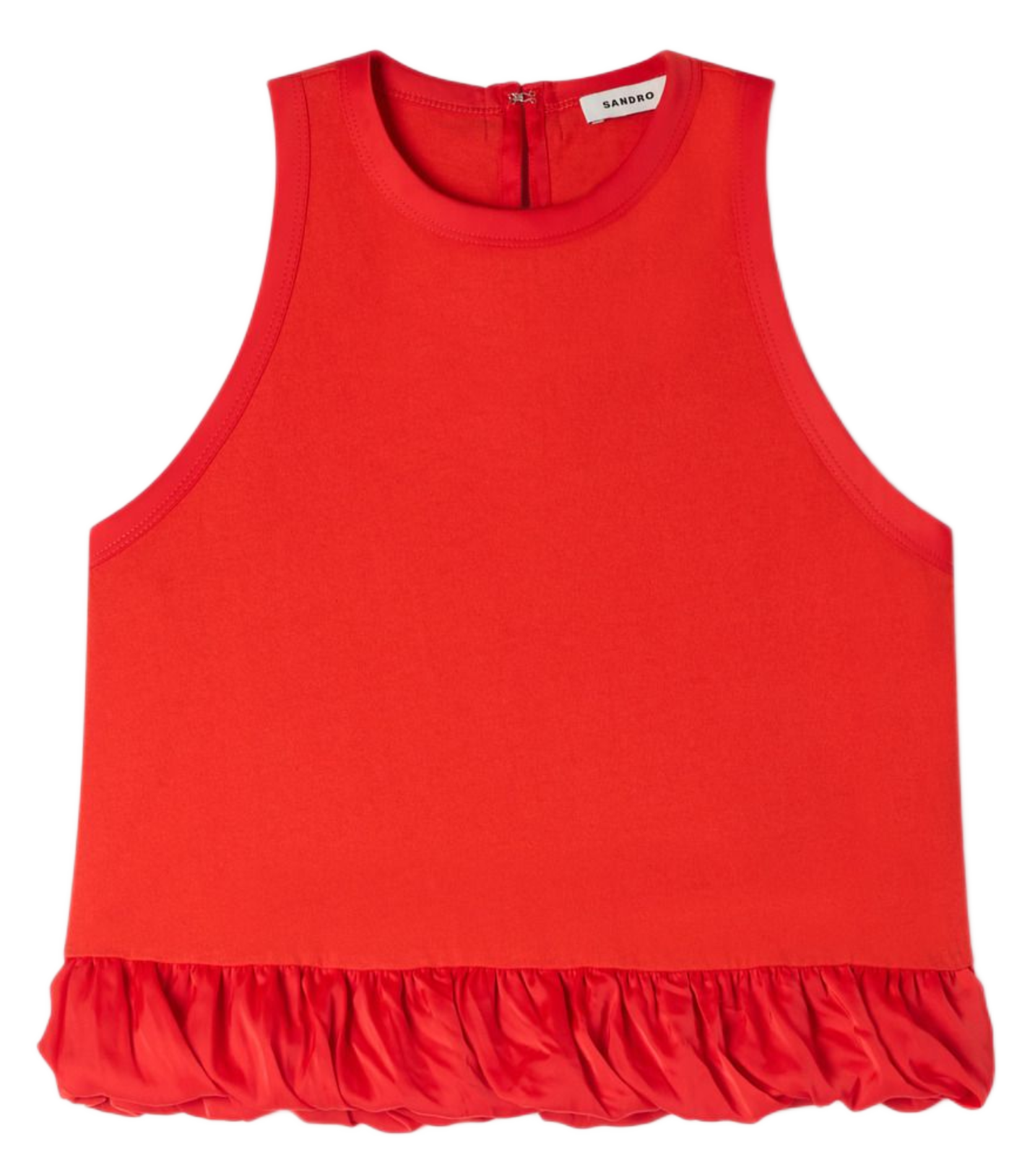 Top droit col rond en coton SANDRO Rouge