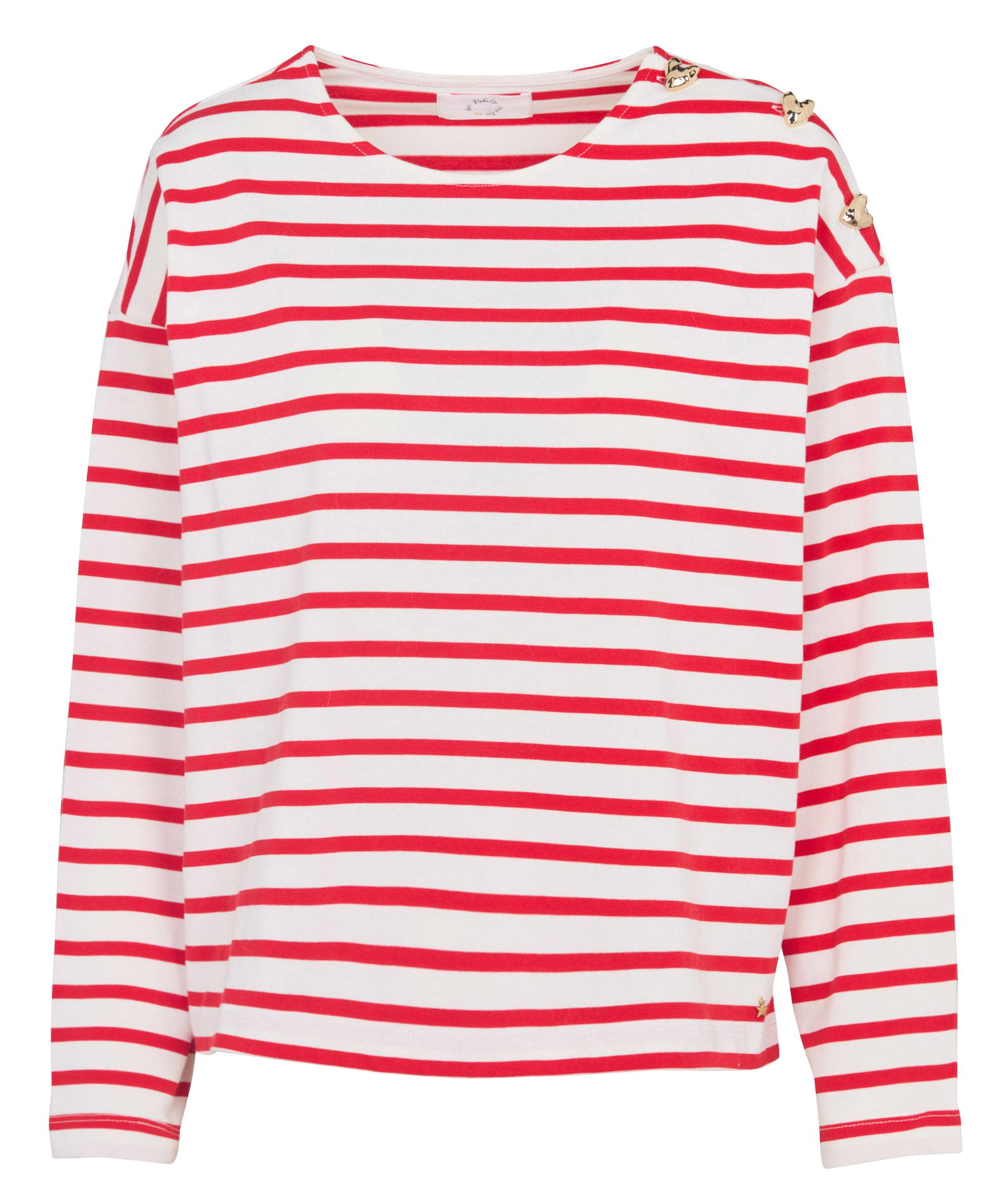 T-shirt met rechte snit en gestreept patroon met knoopdetail DES PETITS HAUTS Rood