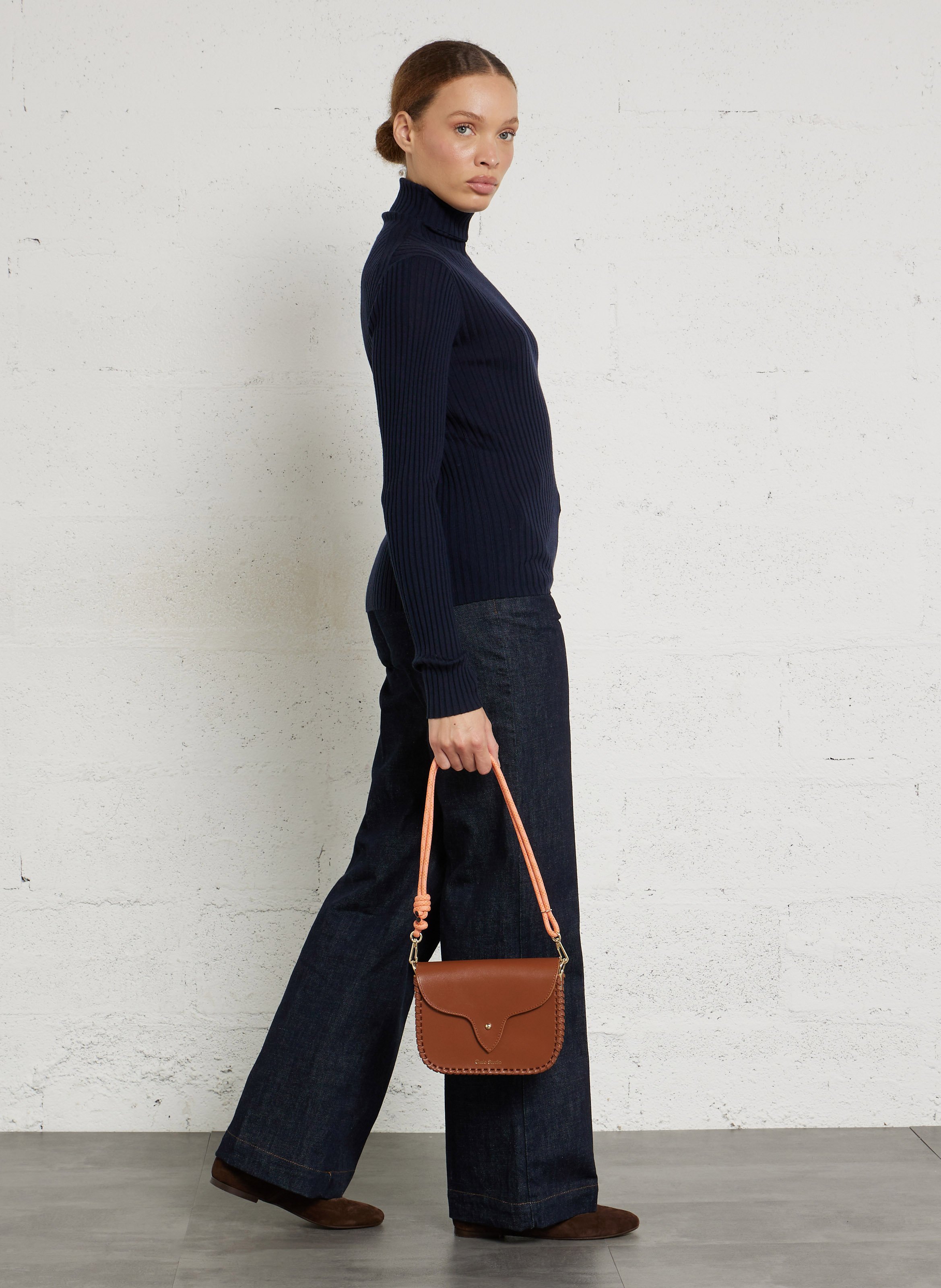 Sac bandoulière en cuir CRAIE STUDIO Marron