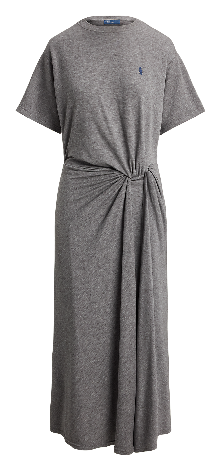 Vestido camiseta cuello redondo con detalle cruzado. POLO RALPH LAUREN Gris