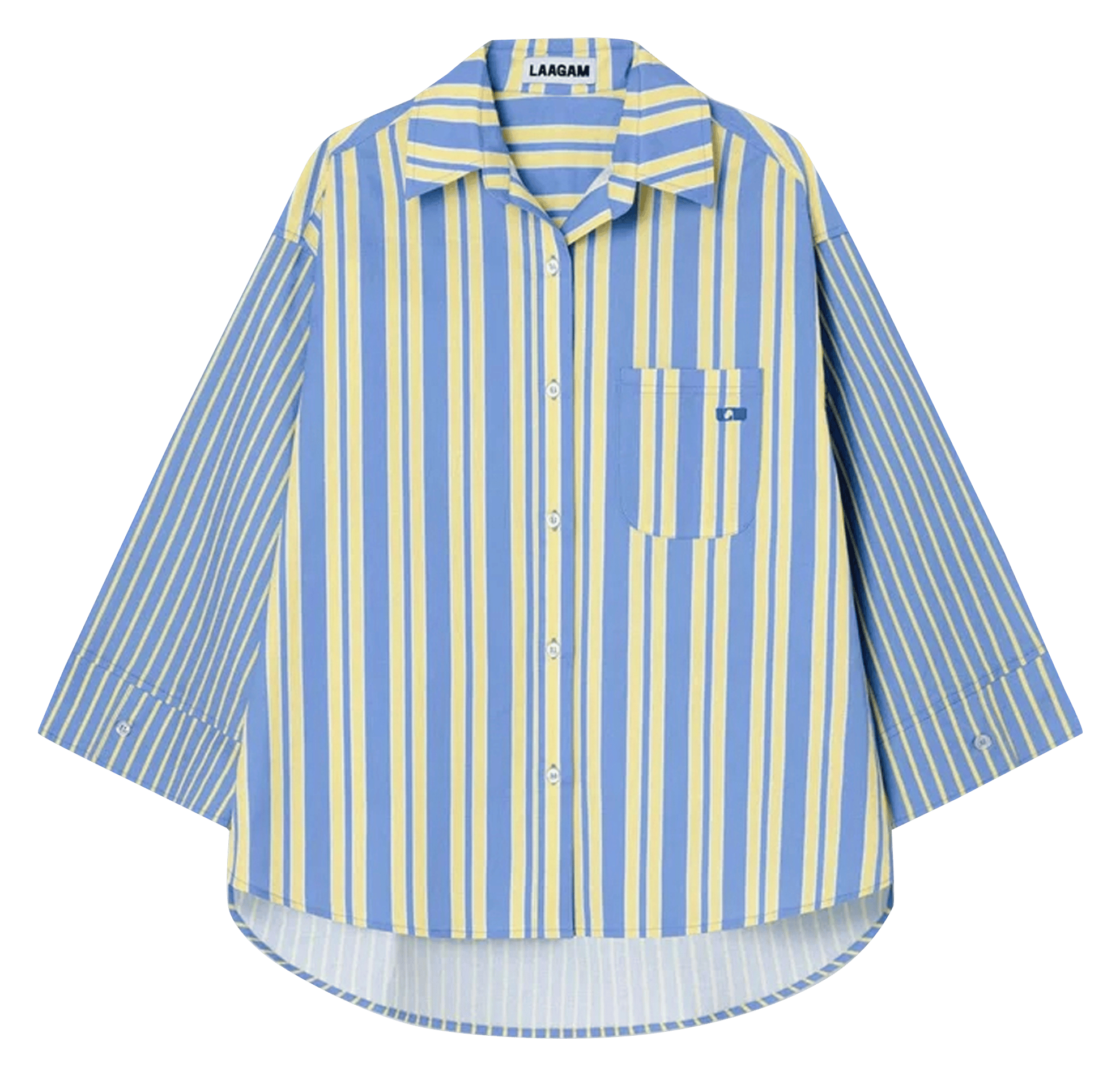 Cotton and linen shirt with classic collar LAAGAM Blue