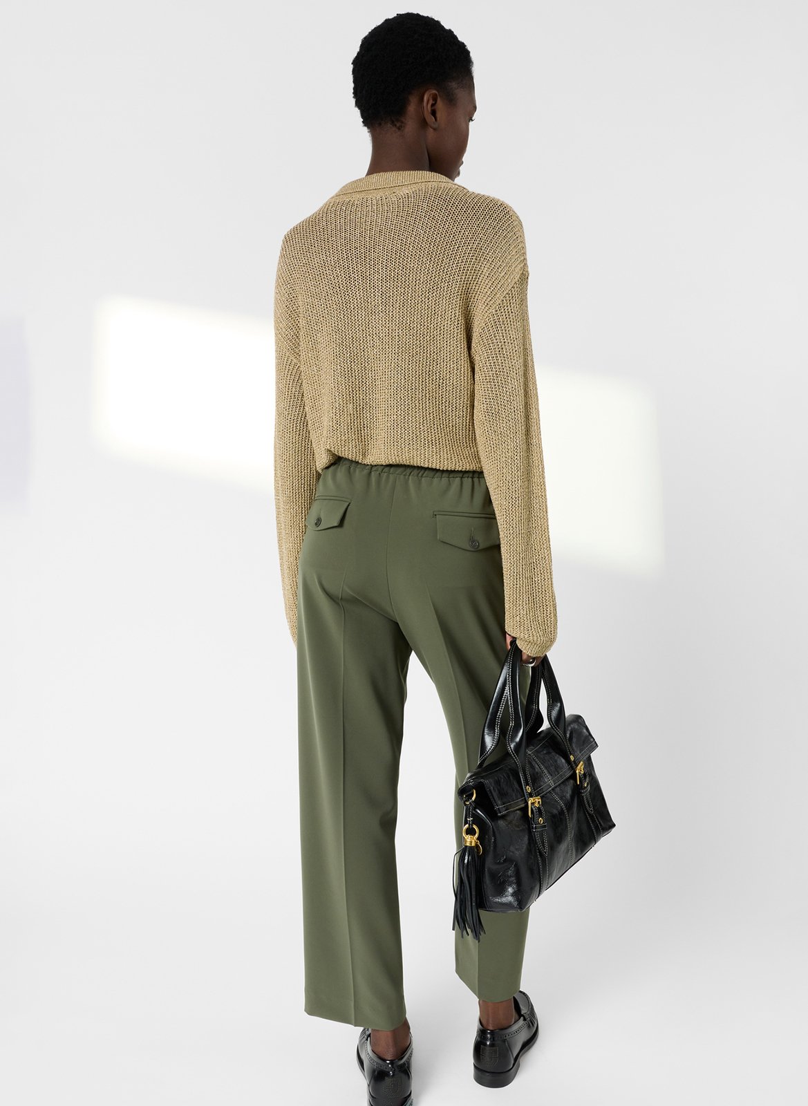 Gerade geschnittene, fließende Hose mit hohem Bund GERARD DAREL Khaki