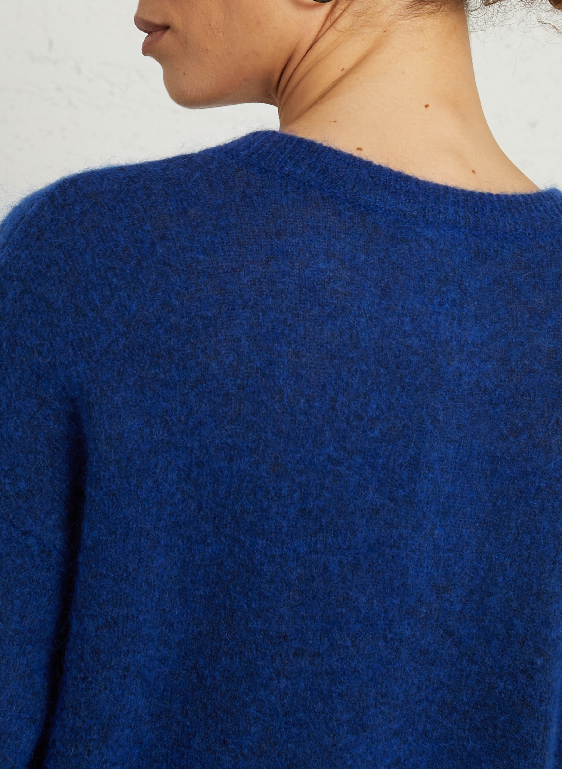 Oversized round neck mohair blend vest DES PETITS HAUTS Blue