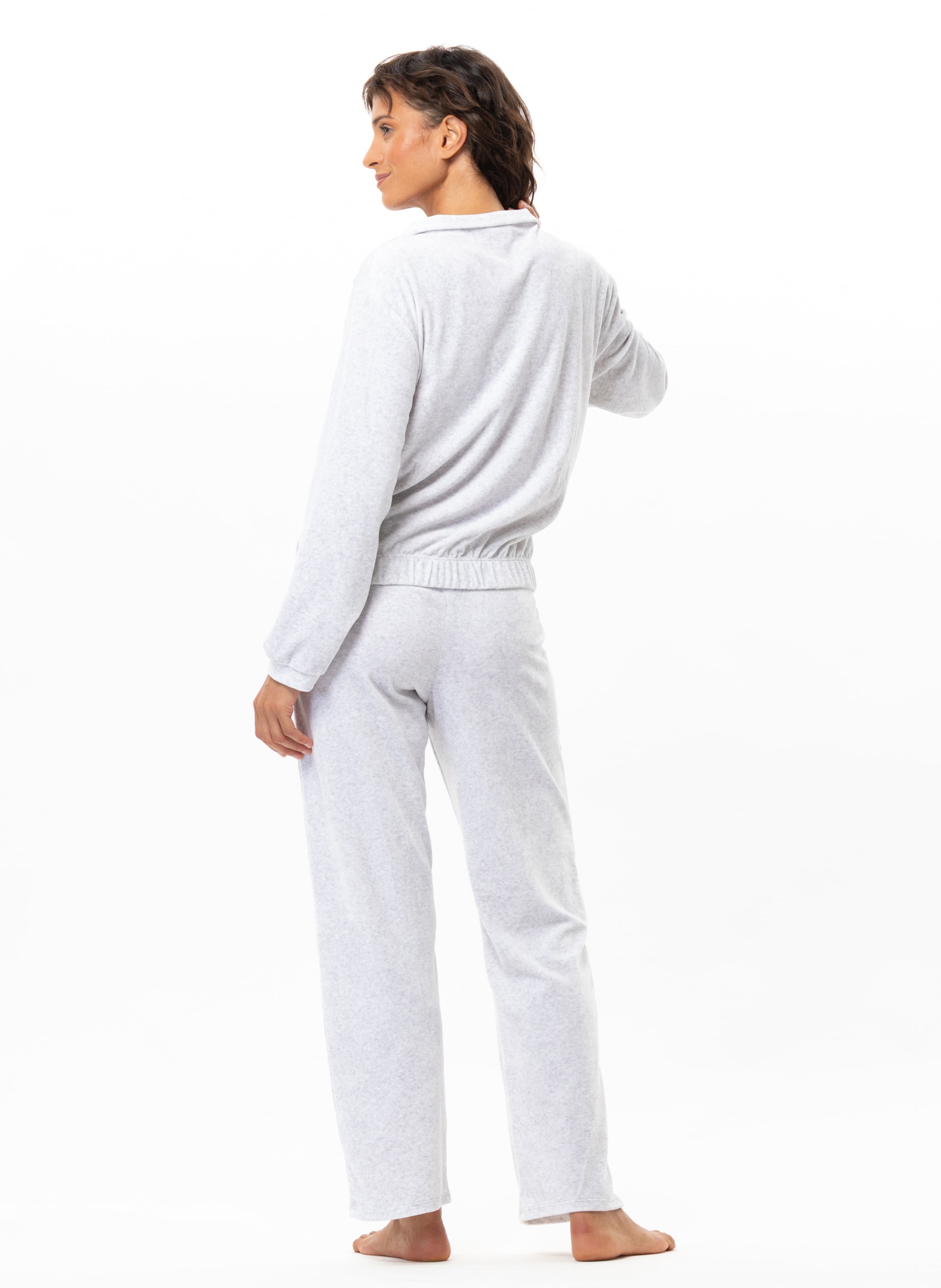 Ensemble homewear zippé en velours LE CHAT Gris