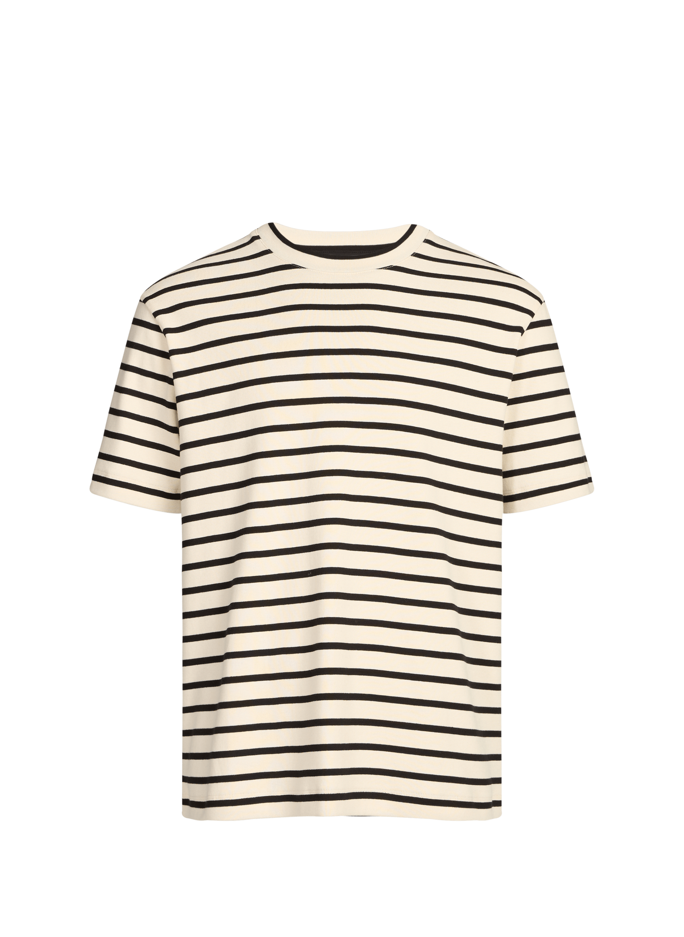 Round-neck straight striped cotton T-shirt SAISON 1865 Beige