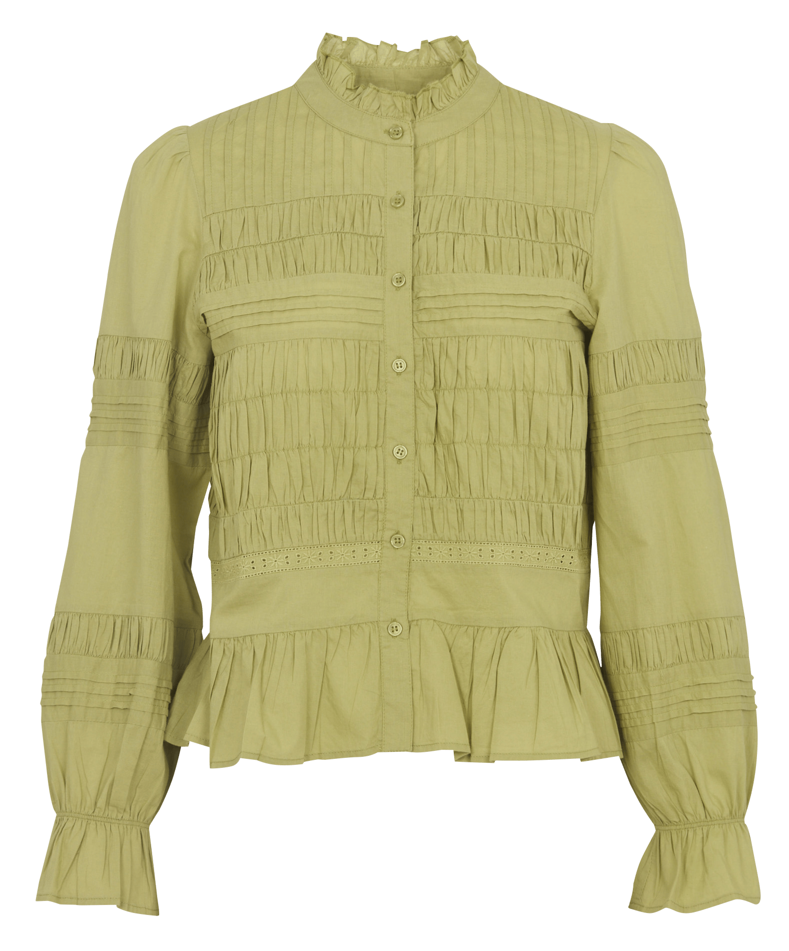 Chemisier droit col rond en coton PETITE MENDIGOTE Vert