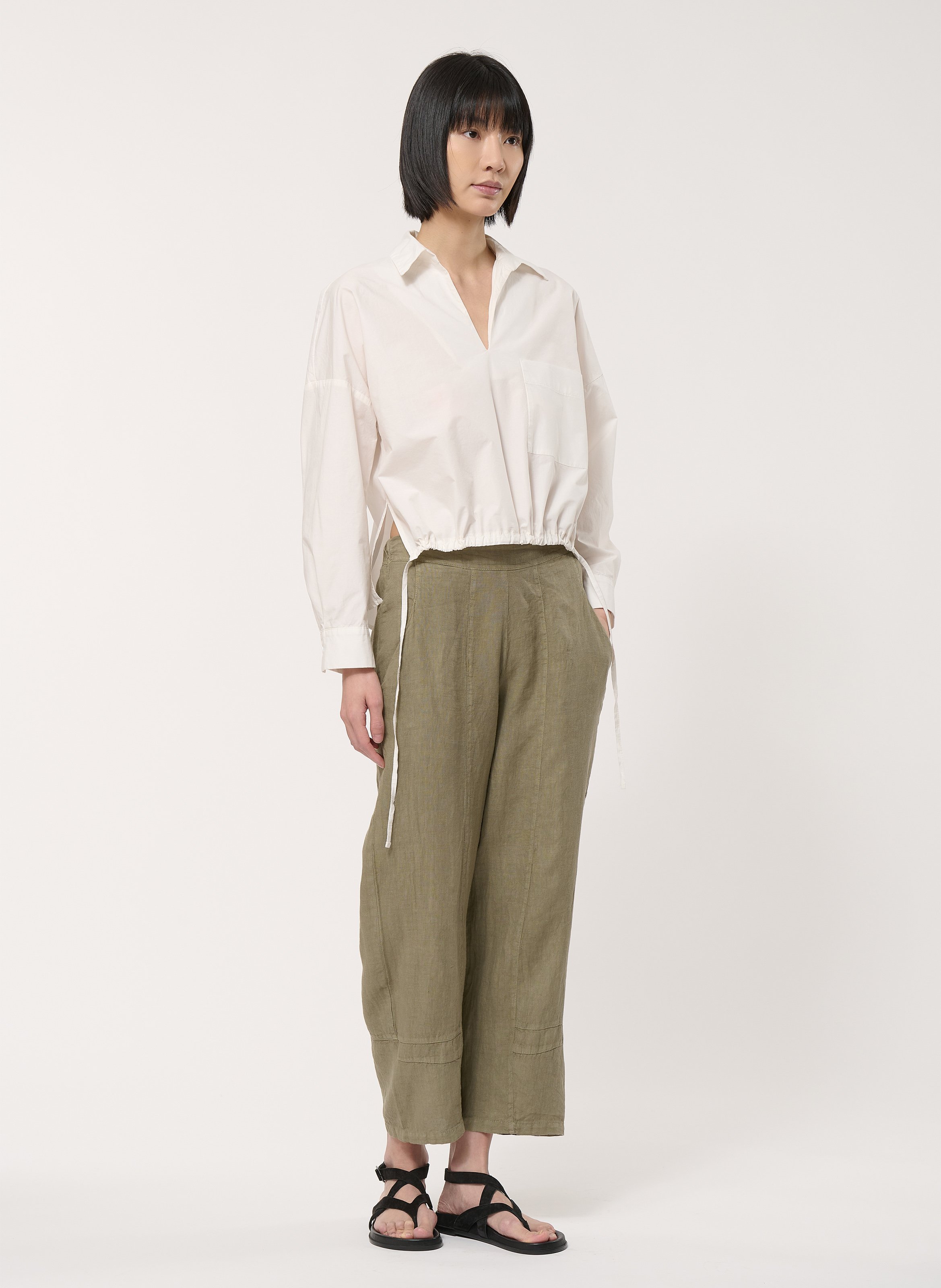 Straight linen trousers HUMILITY Green