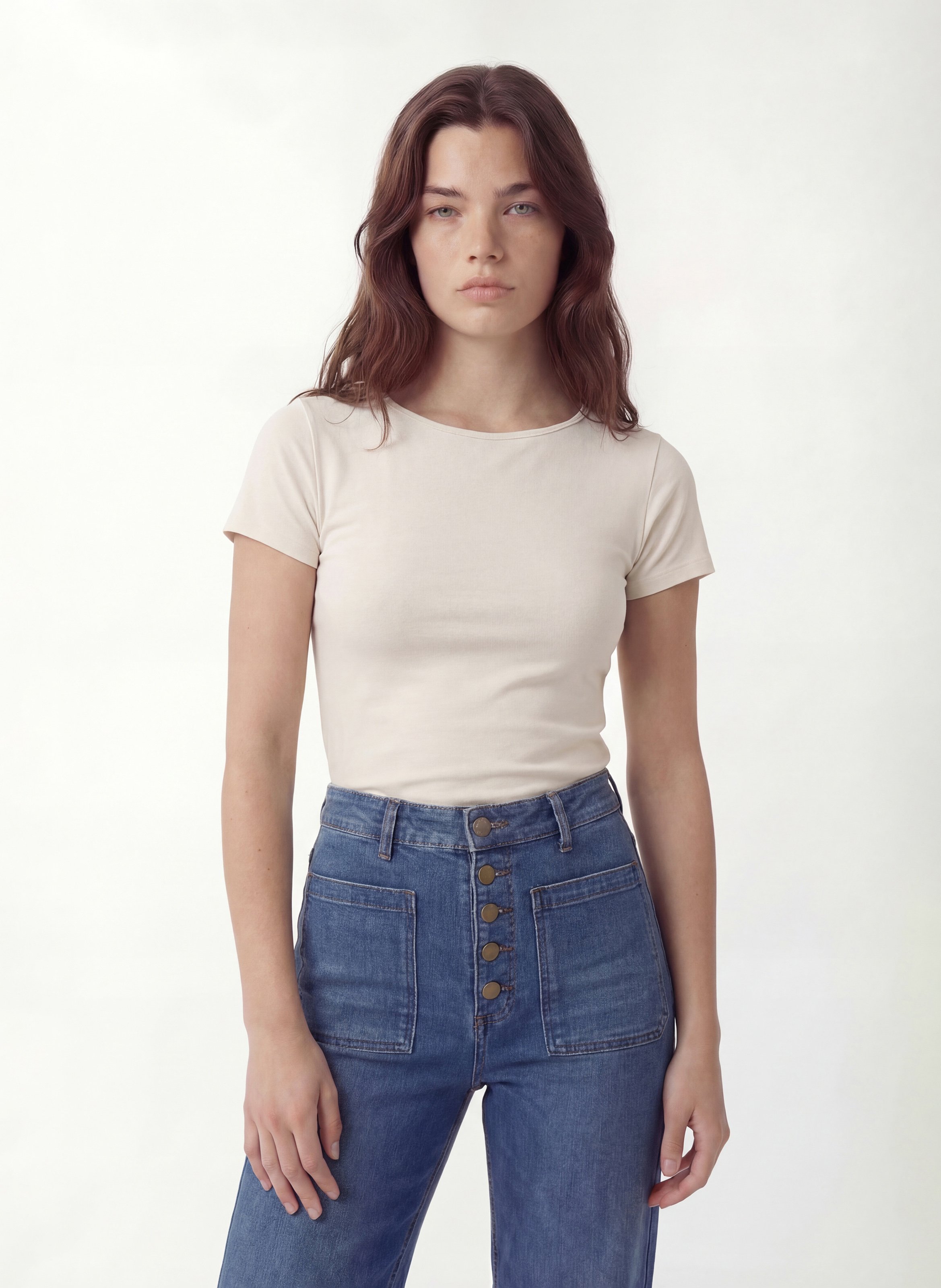 Tee-shirt moulant col bateau en coton mélangé KOOKAI