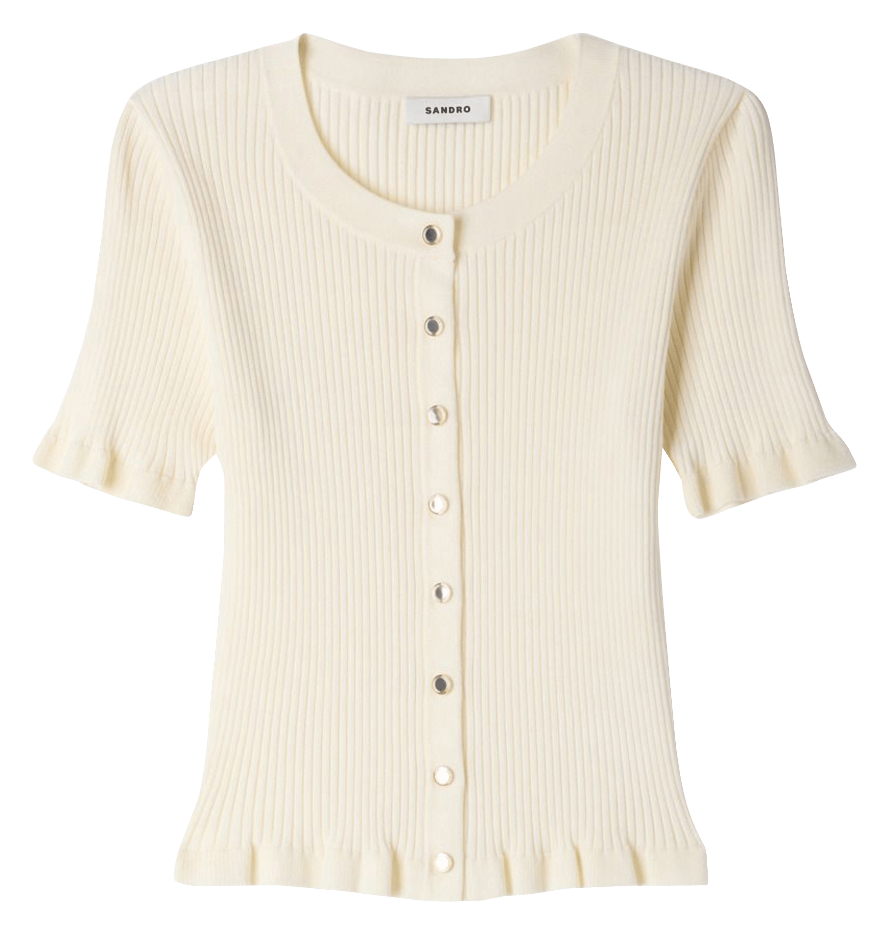 Aansluitende geribbelde ronde hals top SANDRO Beige