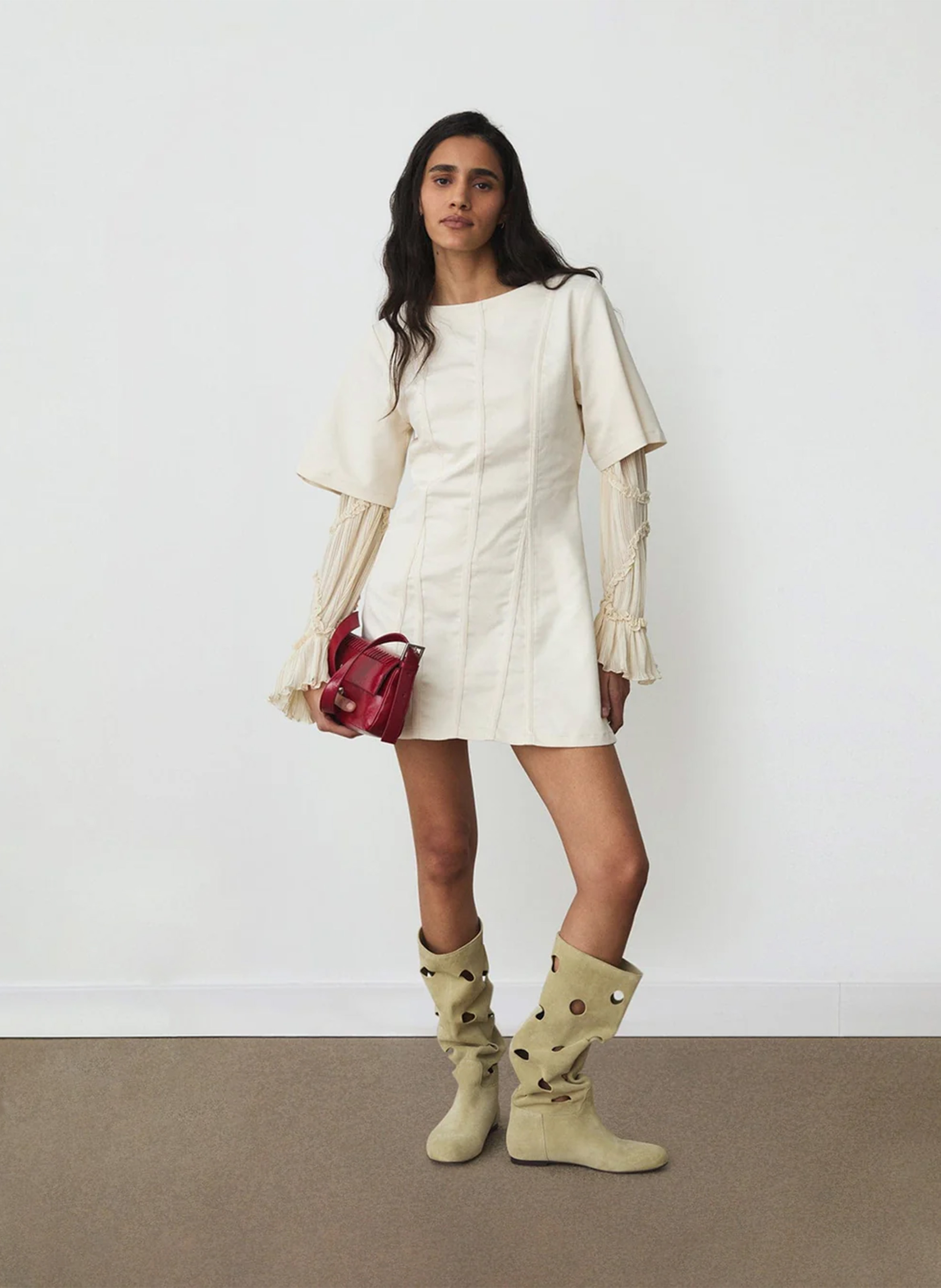 Robe courte col rond LAAGAM Blanc