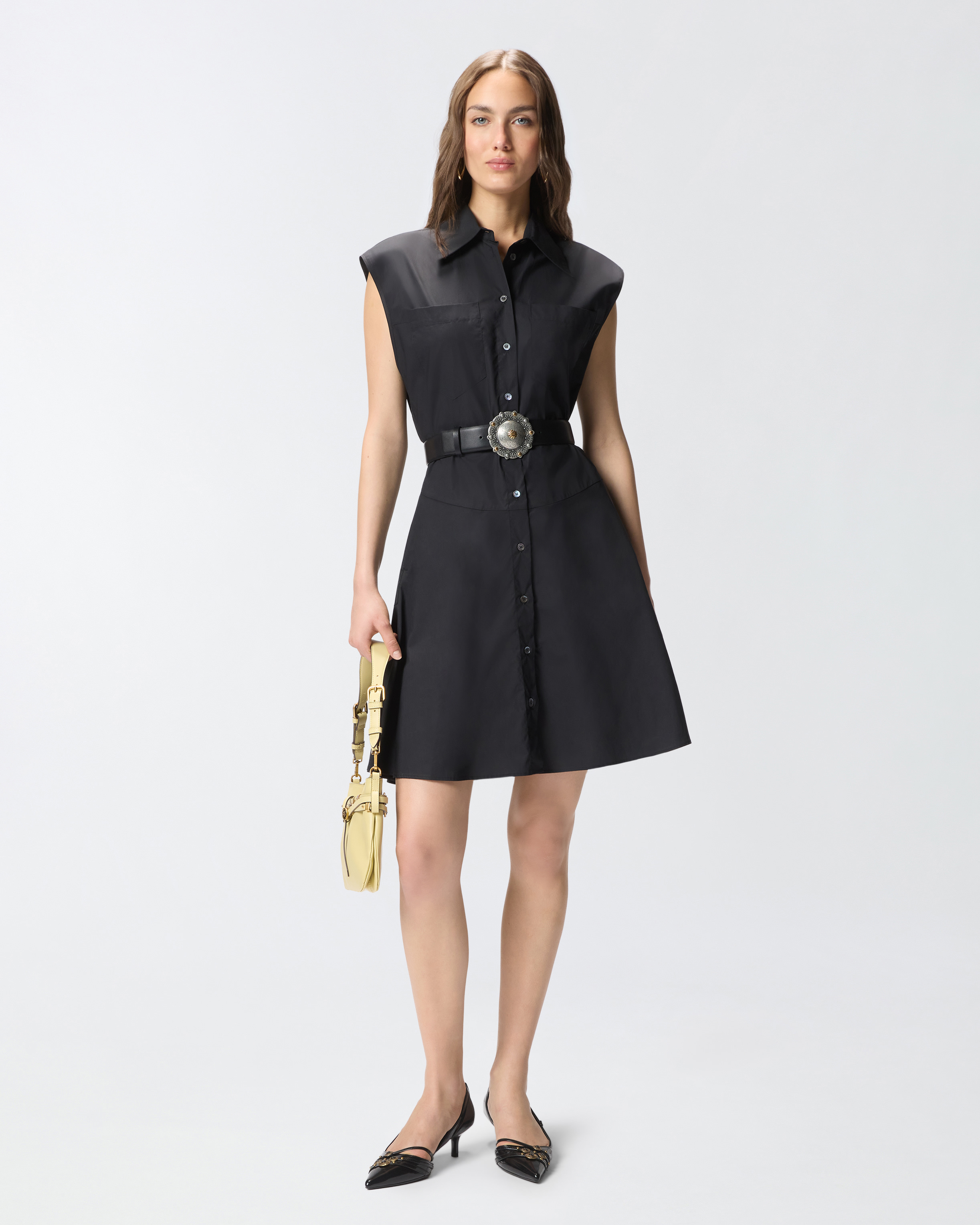 Robe chemise avec ceinture love birds PINKO Noir