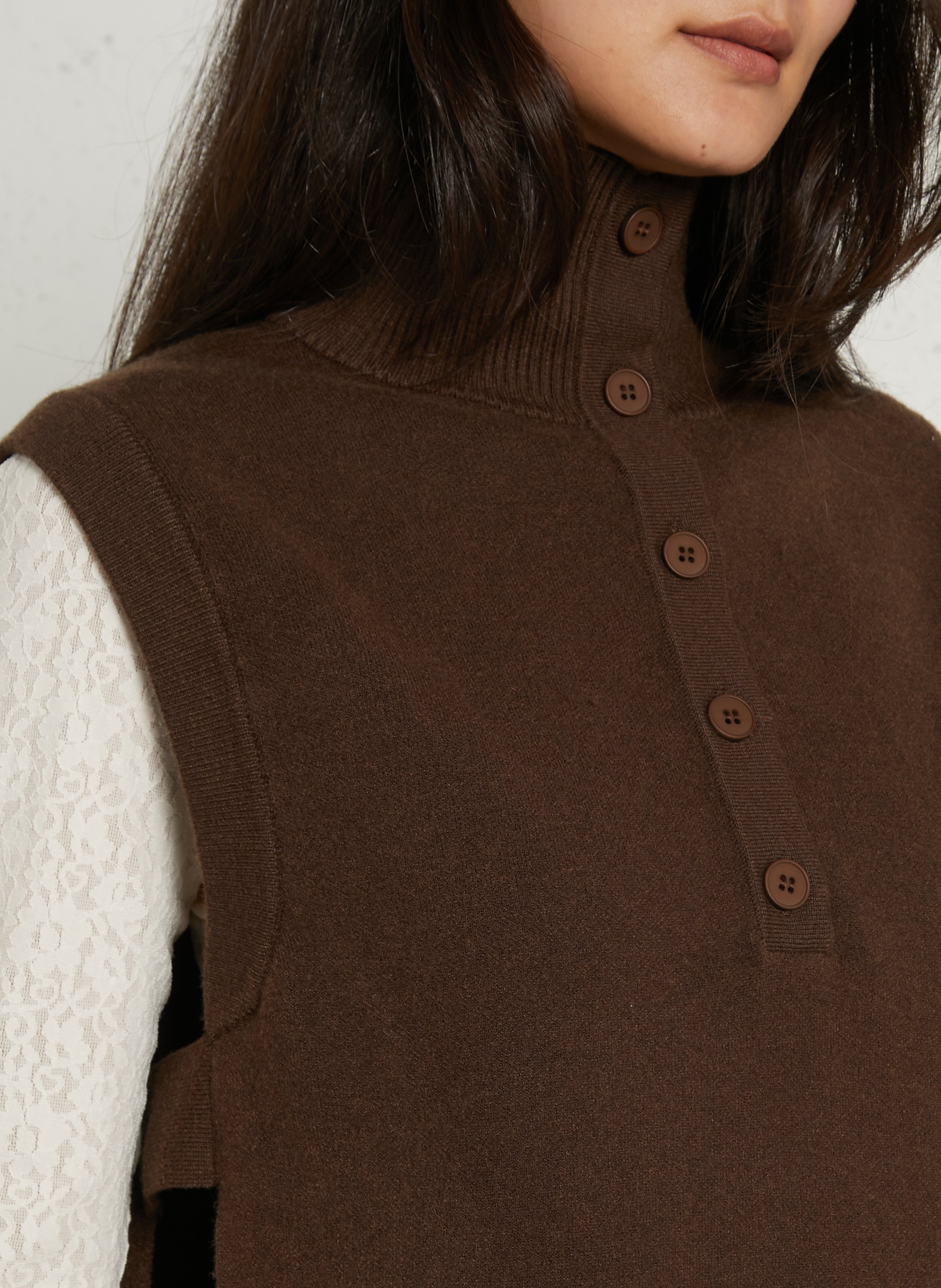 Pull oversize col montant SUNCOO Marron