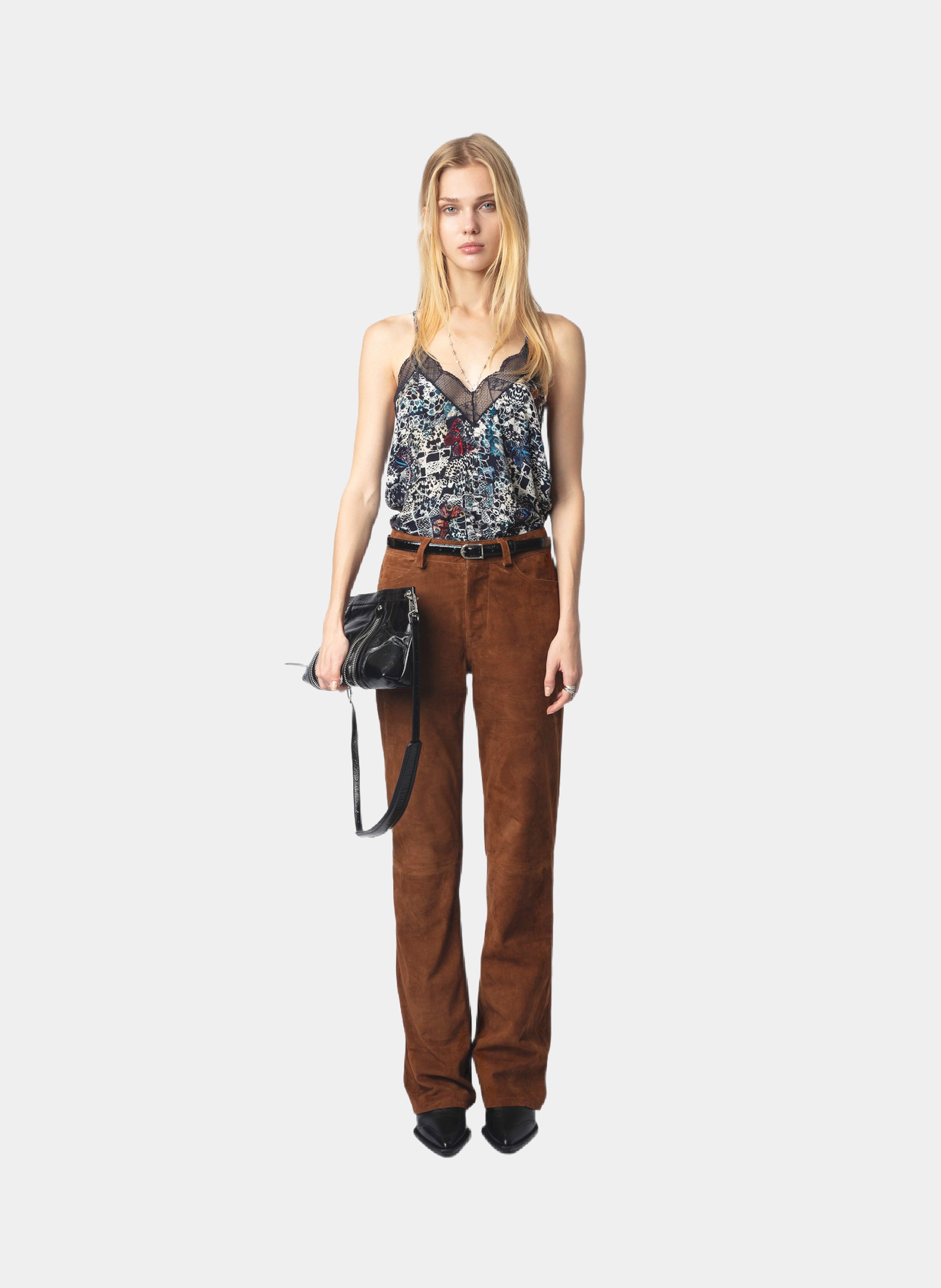 Trägertop aus Spitze mit Print ZADIG&VOLTAIRE Blau