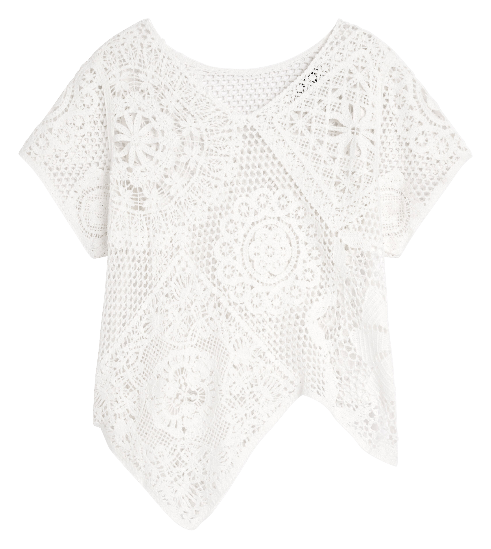 Short-sleeved lace knit top DESIGUAL White