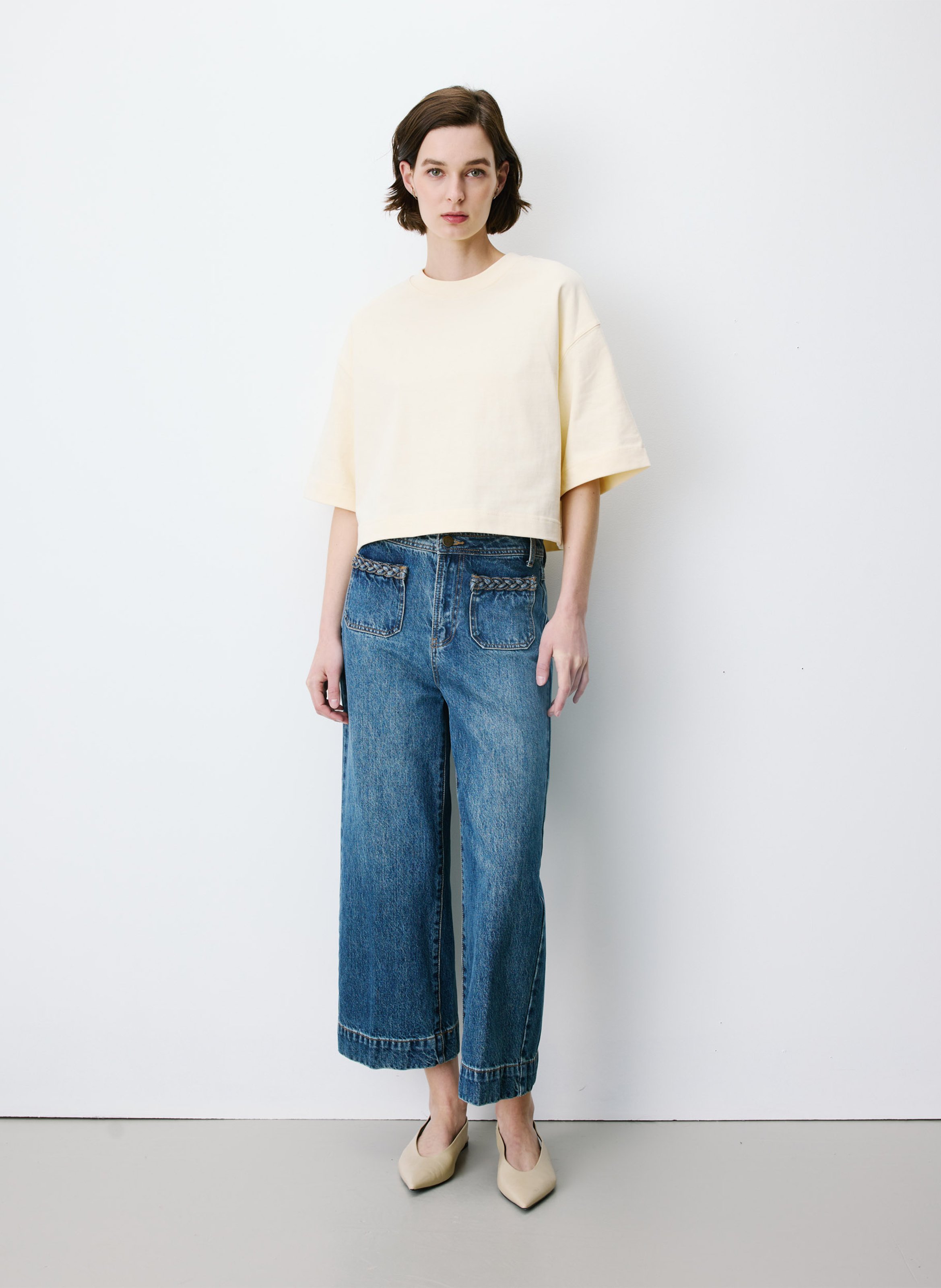 Tee-shirt col rond en coton GRACE ET MILA Jaune