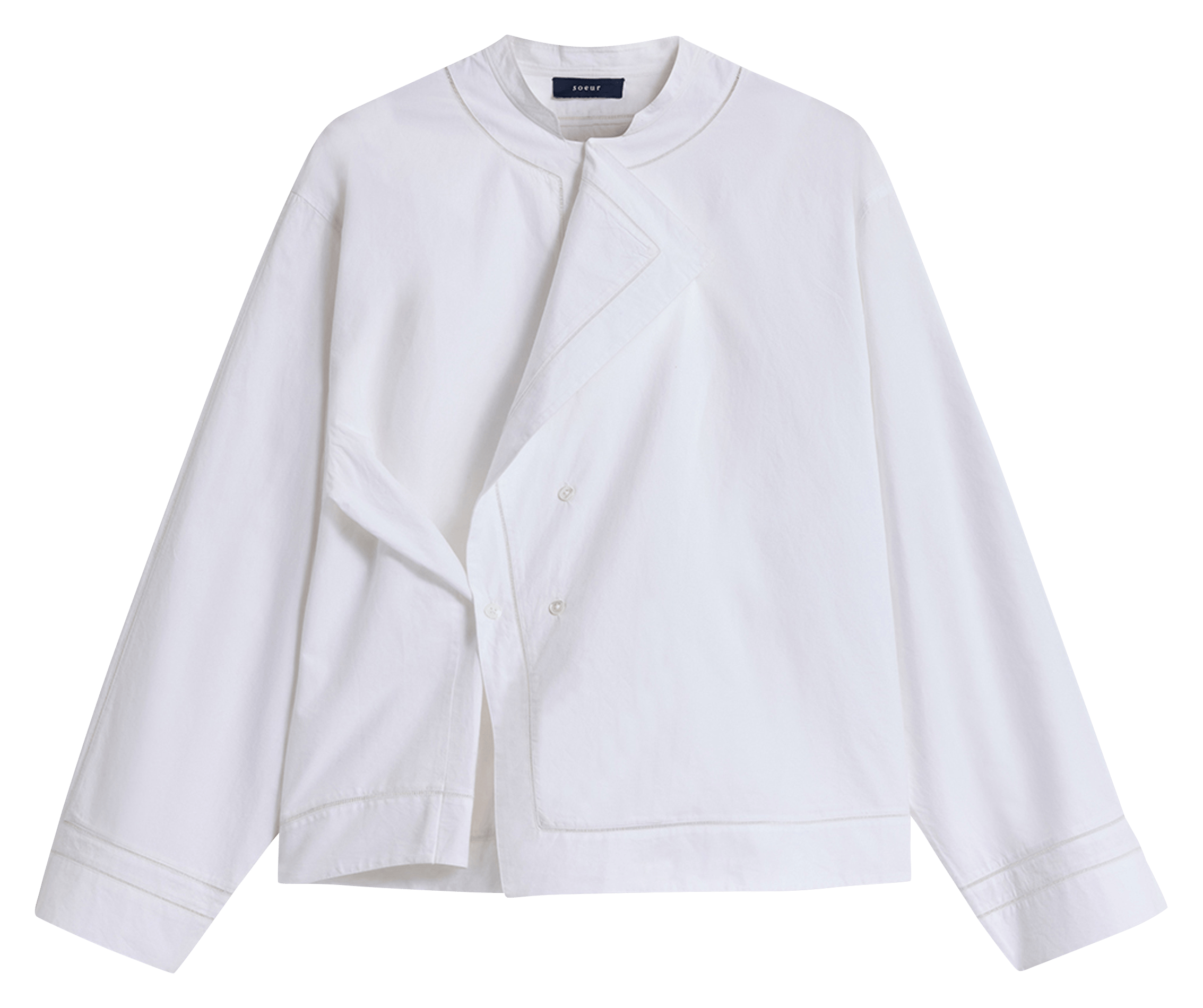 Chemise oversize col mao en coton SOEUR Blanc