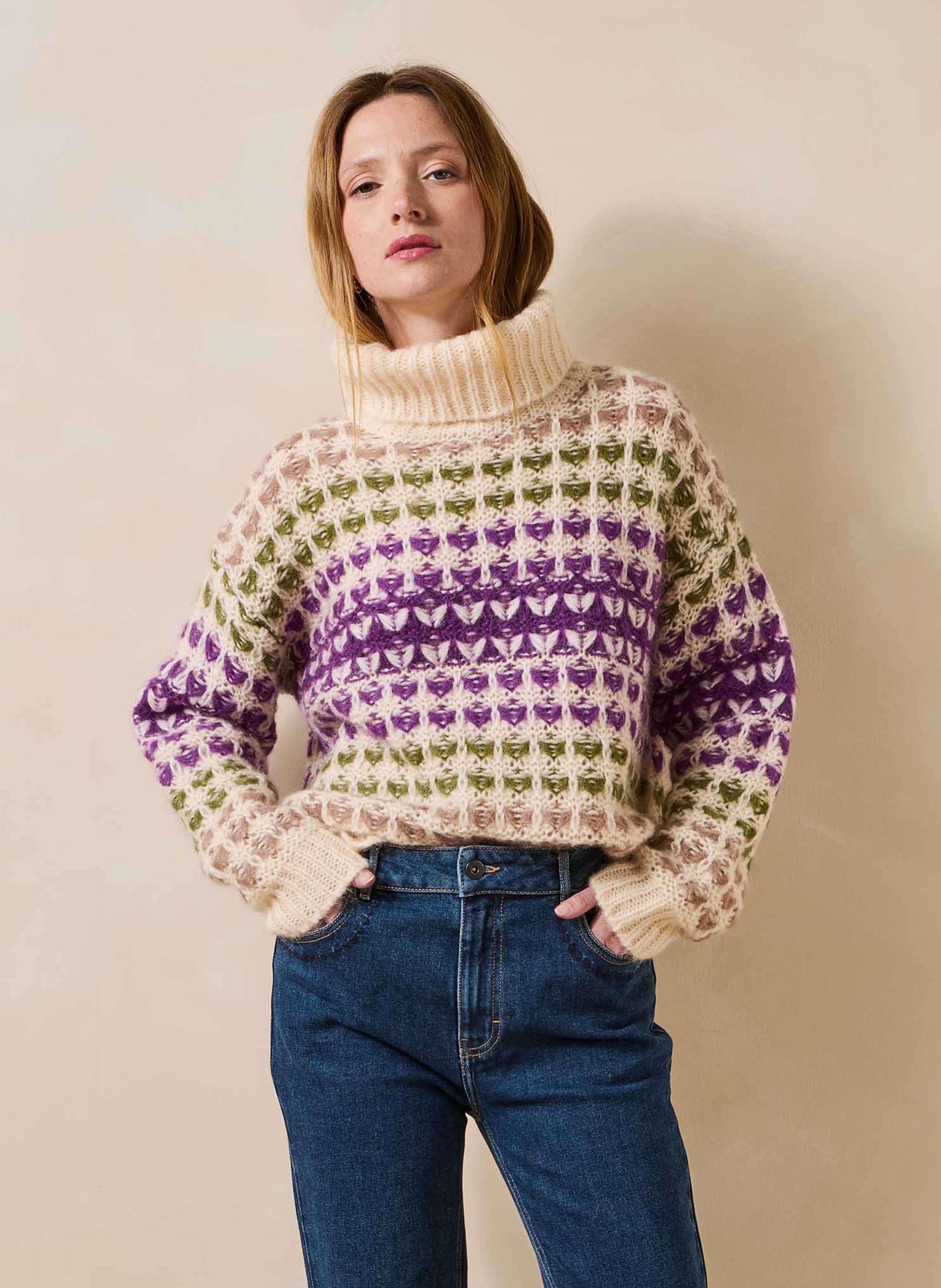 Oversized high-neck knit sweater LA FEE MARABOUTEE Multicolored