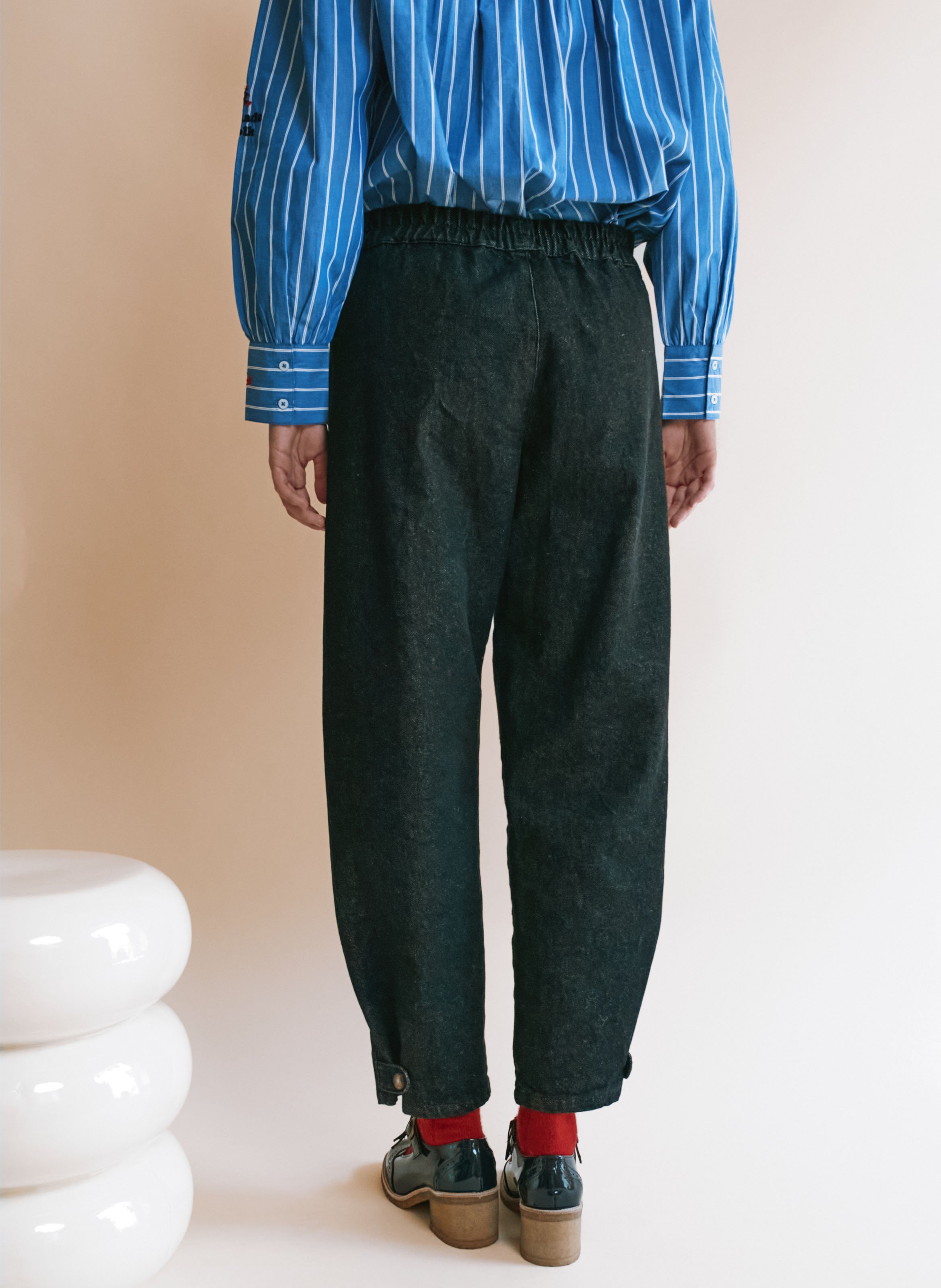 Gerade geschnittene Hose aus Baumwolle und recycelter Baumwolle EMILE ET IDA Schwarz