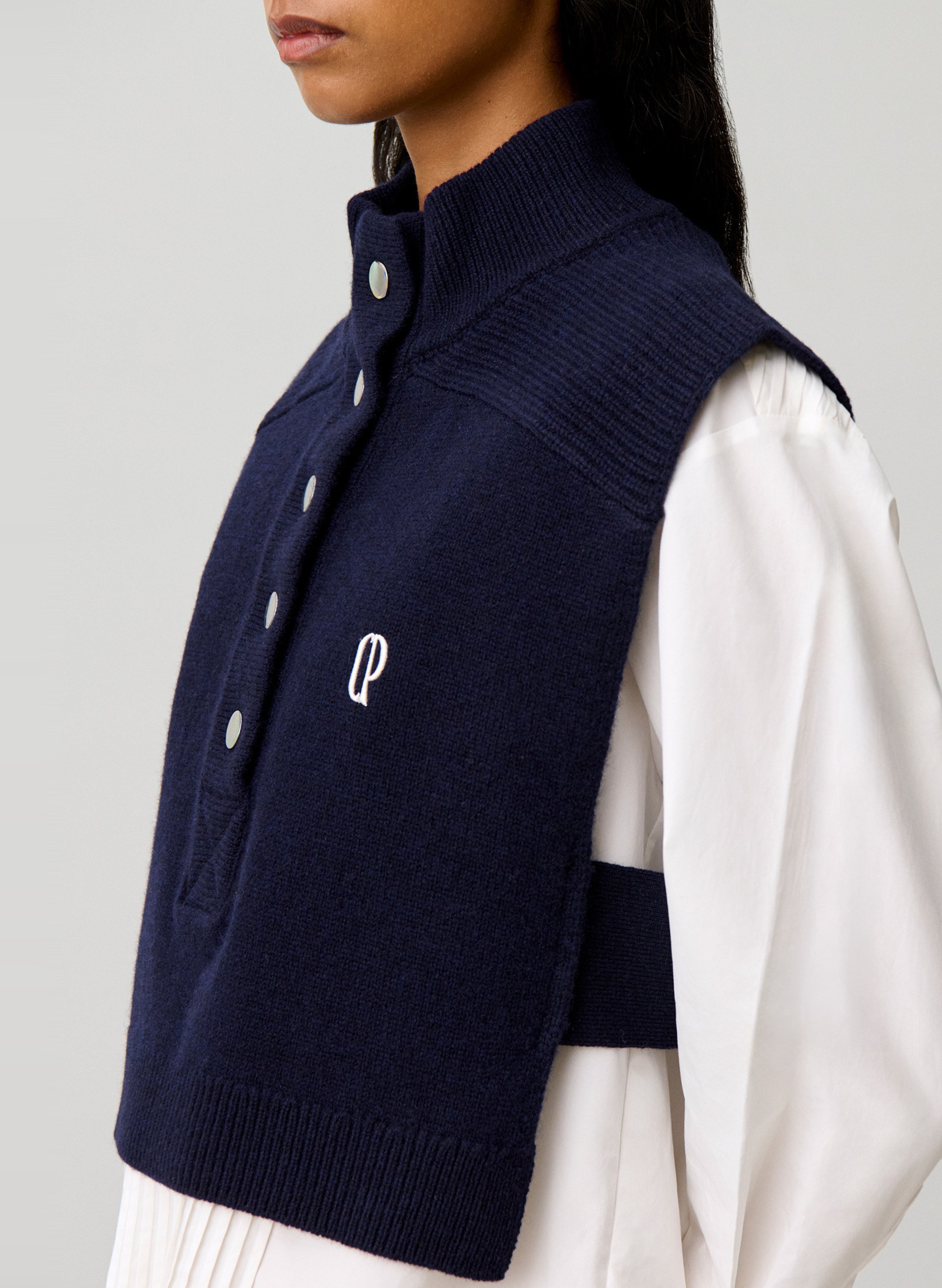 Plastron col montant boutonné en laine CLAUDIE PIERLOT Bleu