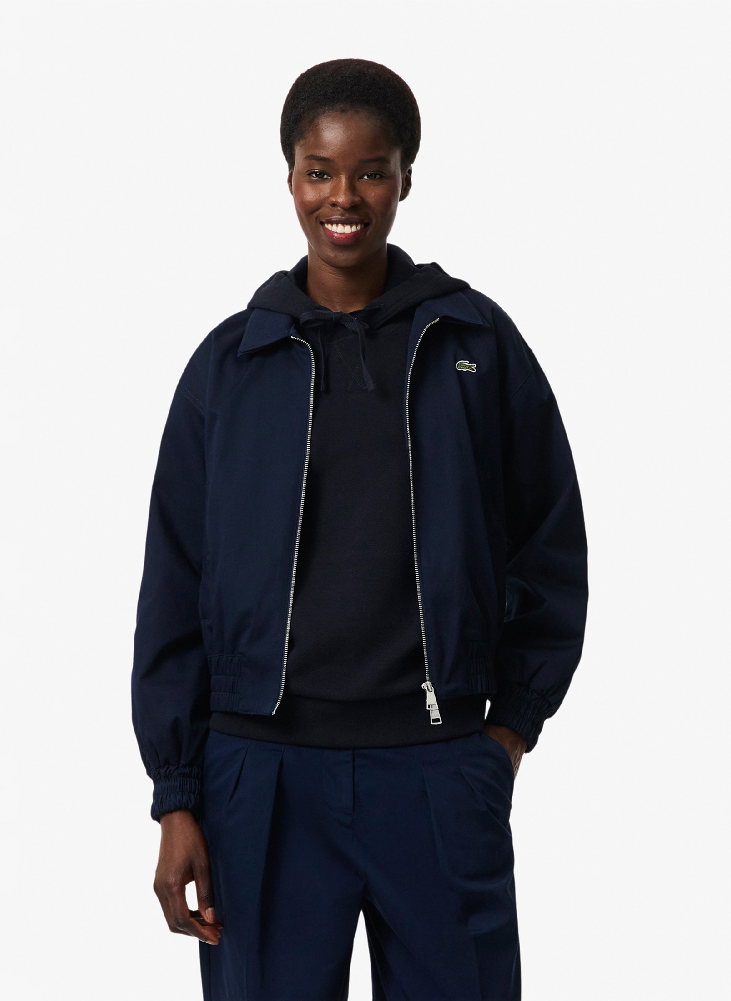 Gerade geschnittene Jacke aus Baumwoll-Mix mit klassischem Kragen LACOSTE Blau
