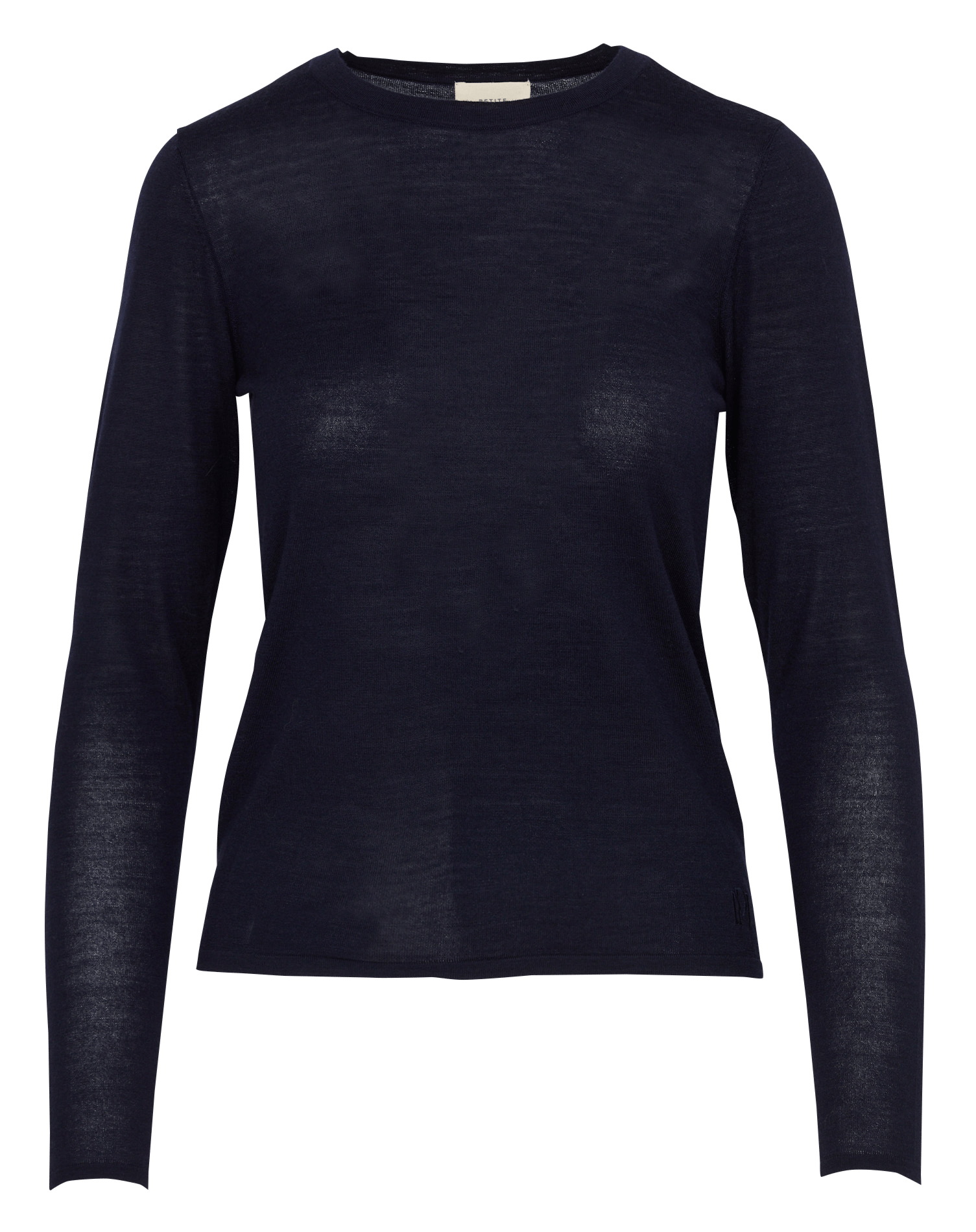 Feinstrickpullover mit Rundhalsausschnitt und langen Ärmeln aus Merinowolle. PETITE MENDIGOTE