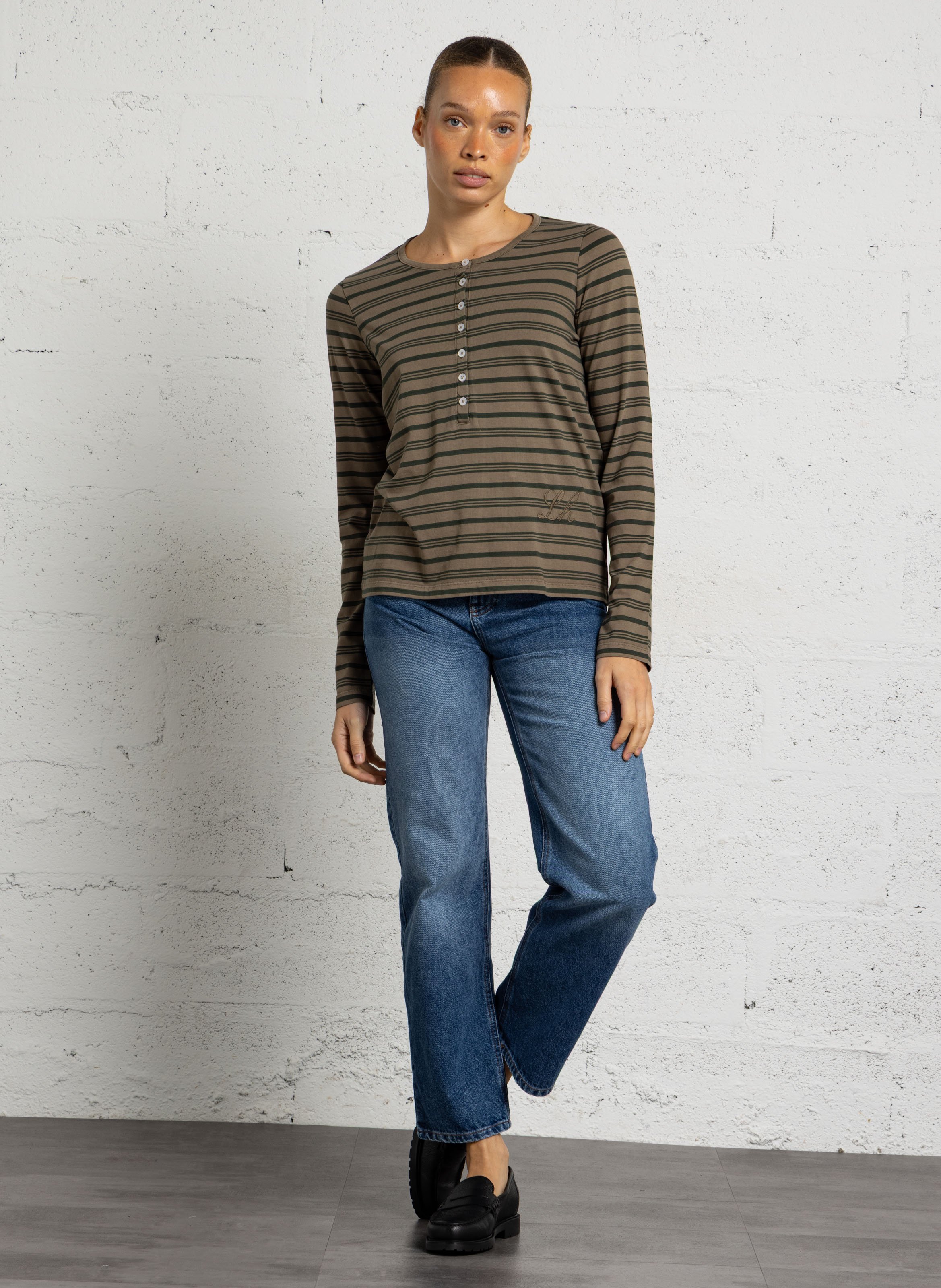 Organic cotton striped t-shirt LEON & HARPER Grey