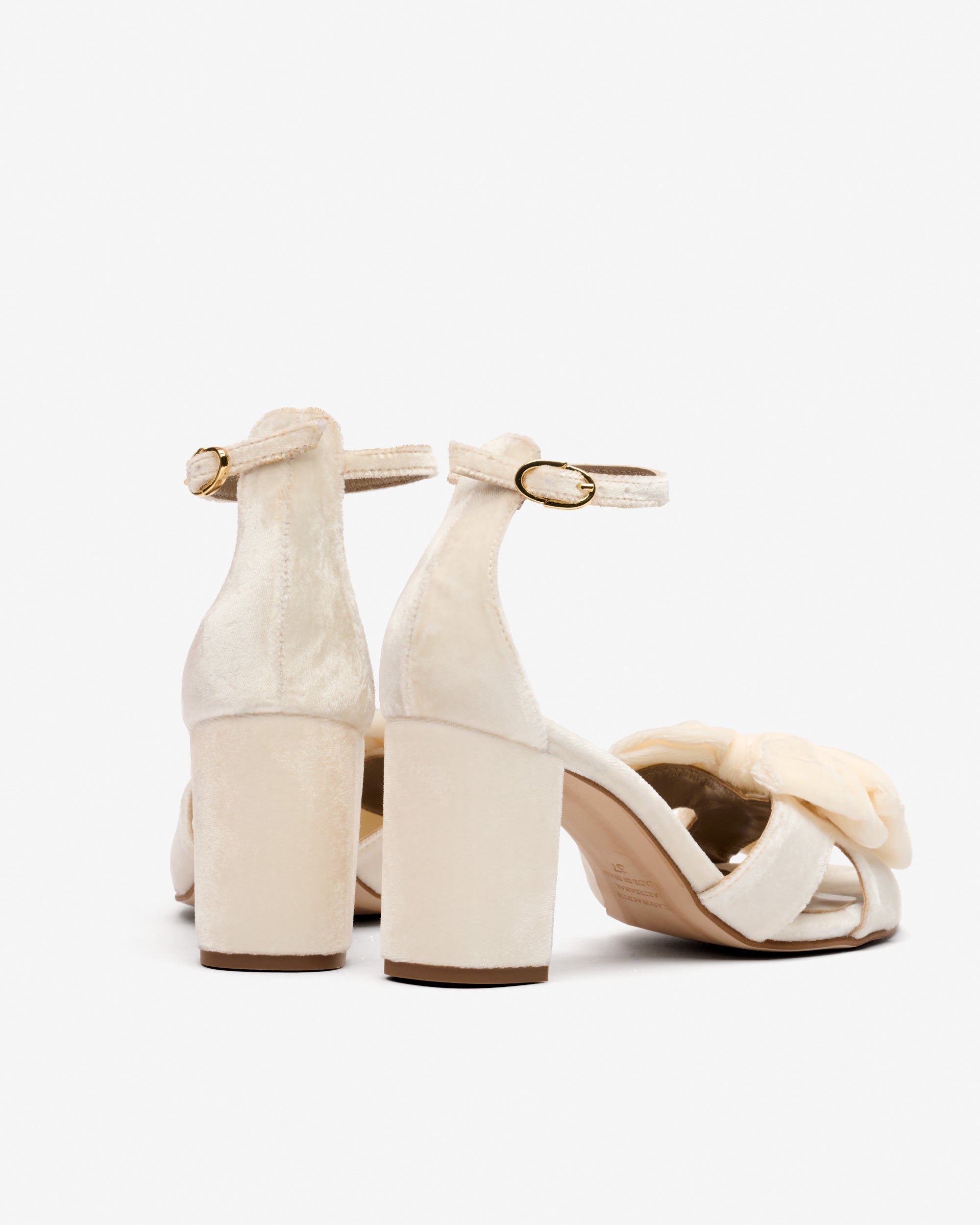 White Velvet High Heel Sandals. PEDRO MIRALLES White