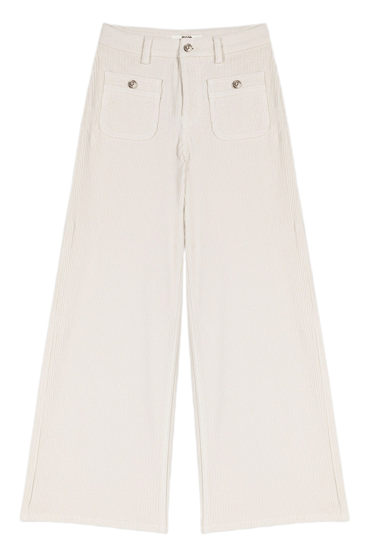 Pantalon large côtelé en coton mélangée MAJE Beige