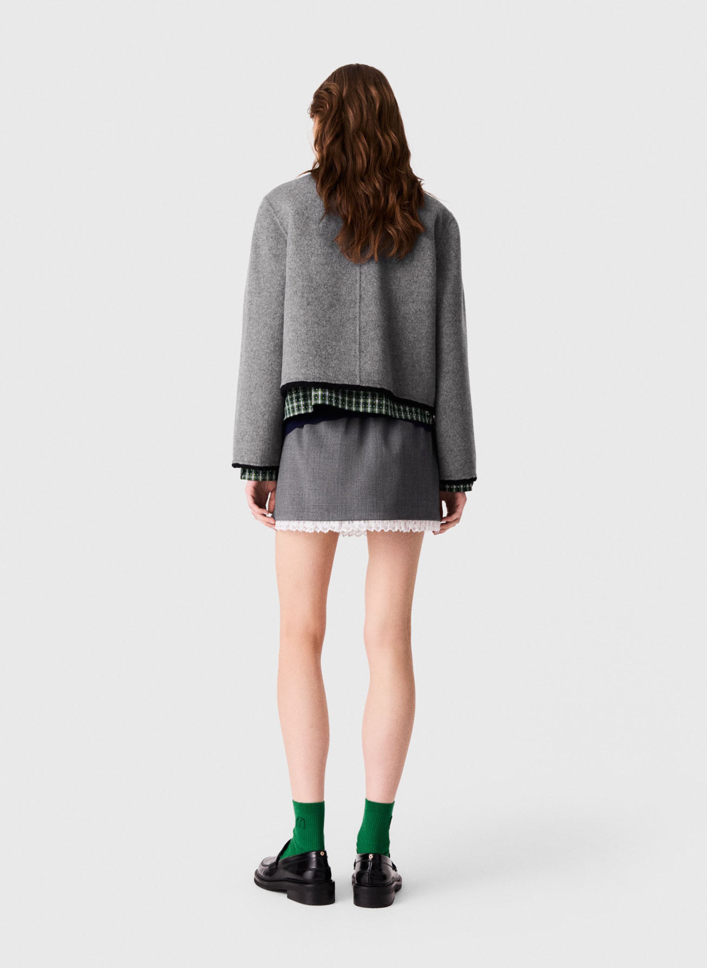 Straight wool-blend cardigan MAJE Grey