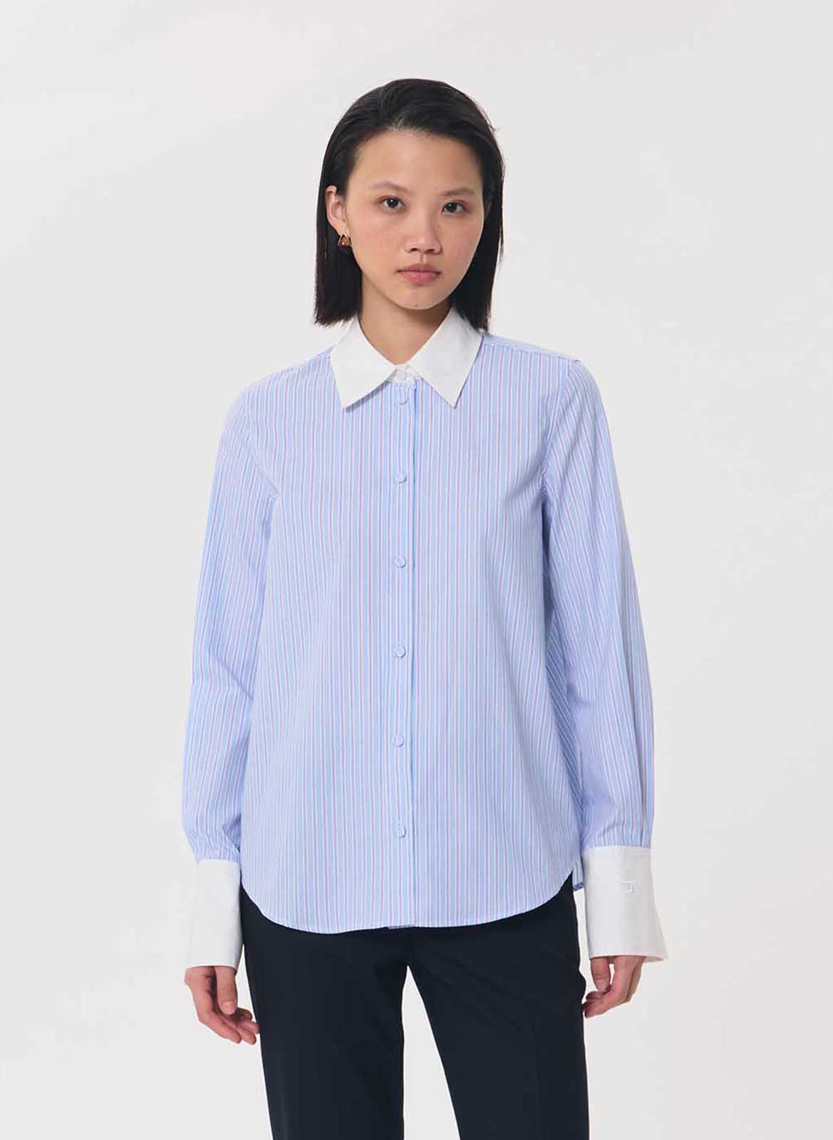 Straight-fit striped cotton shirt TARA JARMON Blue